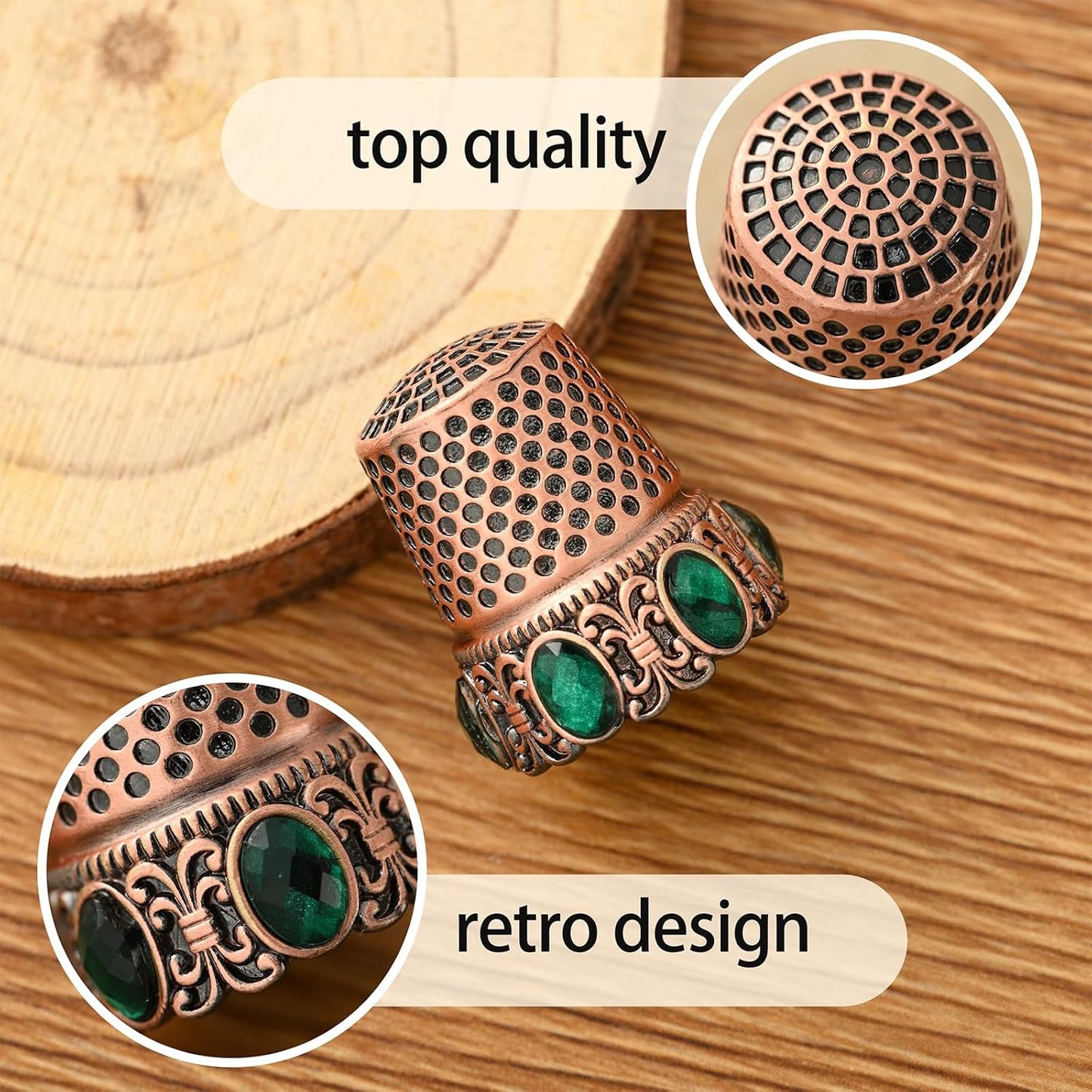 Vintage Sewing Thimble, Finger Protector Finger Shield Fingertip Thimble Sewing Quilting Craft Accessories DIY Sewing Tools (Red Copper)