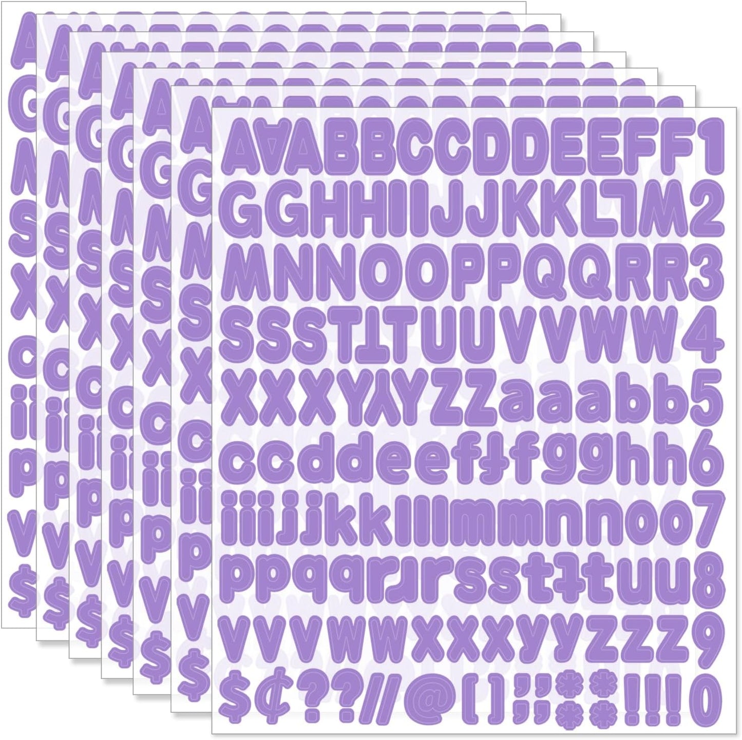 Alphabet Stickers, 1''Inch Vinyl Letter Stickers, Purple - 12 Sheets, Mailbox Numbers & Bulletin Boards