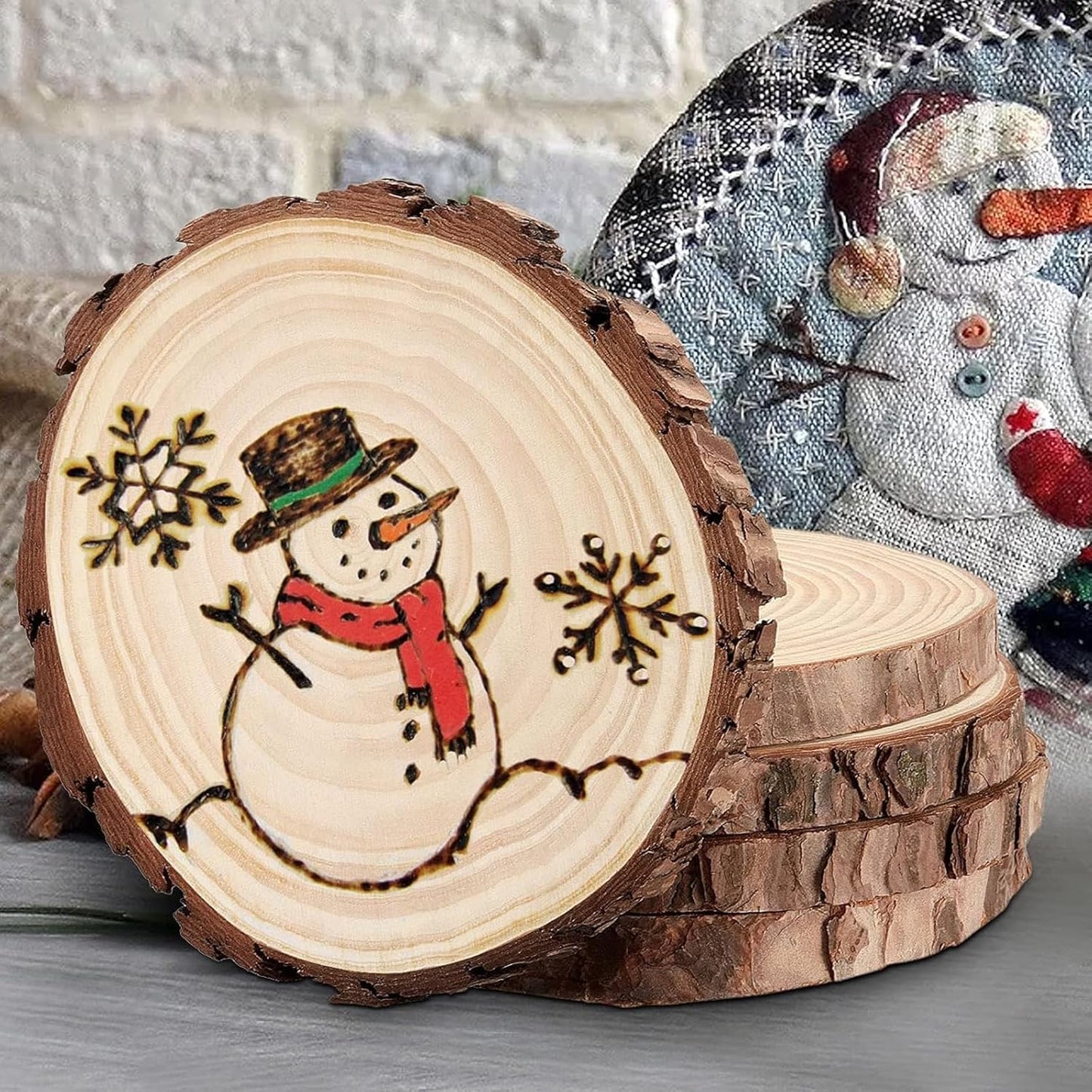 JEUIHAU 8 PCS 7-7.9 Inches Natural Unfinished Wood Slices, Round Wooden Tree Bark Discs, Wooden Circles for DIY Crafts, Christmas, Rustic Wedding Ornaments