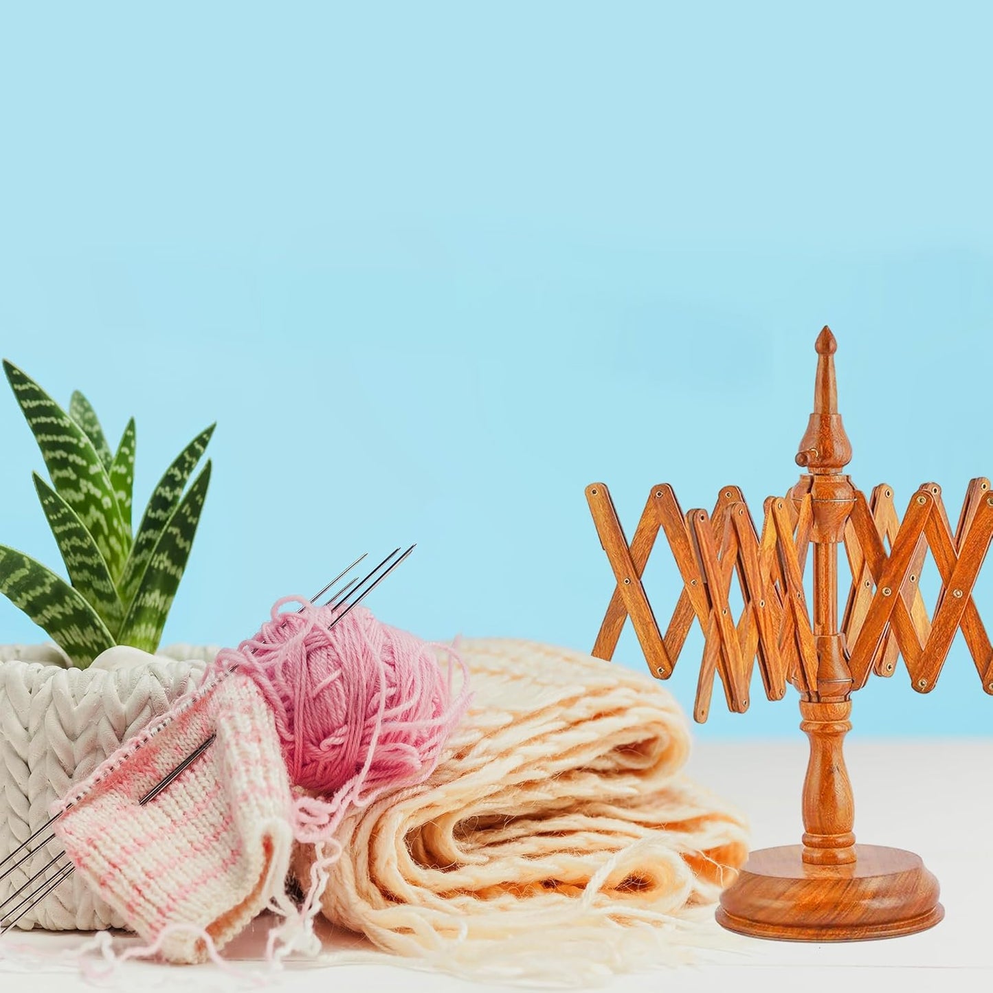 Handcrafted Wooden Table Top Yarn Swift – Rosewood Umbrella Swift for Knitting & Crocheting – Premium Yarn Winder Tool for Crafters & Fiber Artists – Smooth & Durable Design