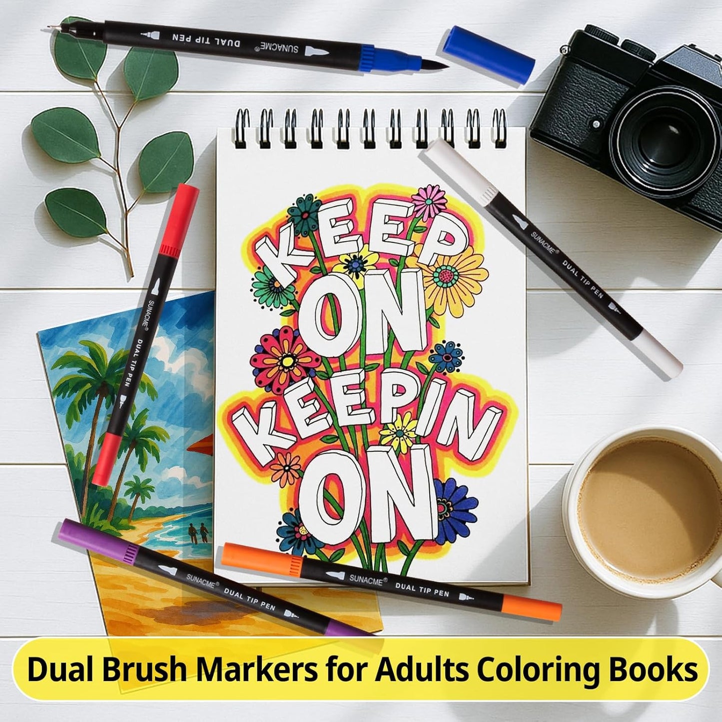 36 Dual Brush Marker Pens, 36 Colors Art Marker Set with Brush Tip and Fineliner Tip for Adults Coloring Books, Aesthetic School Art Supplies No Bleeding