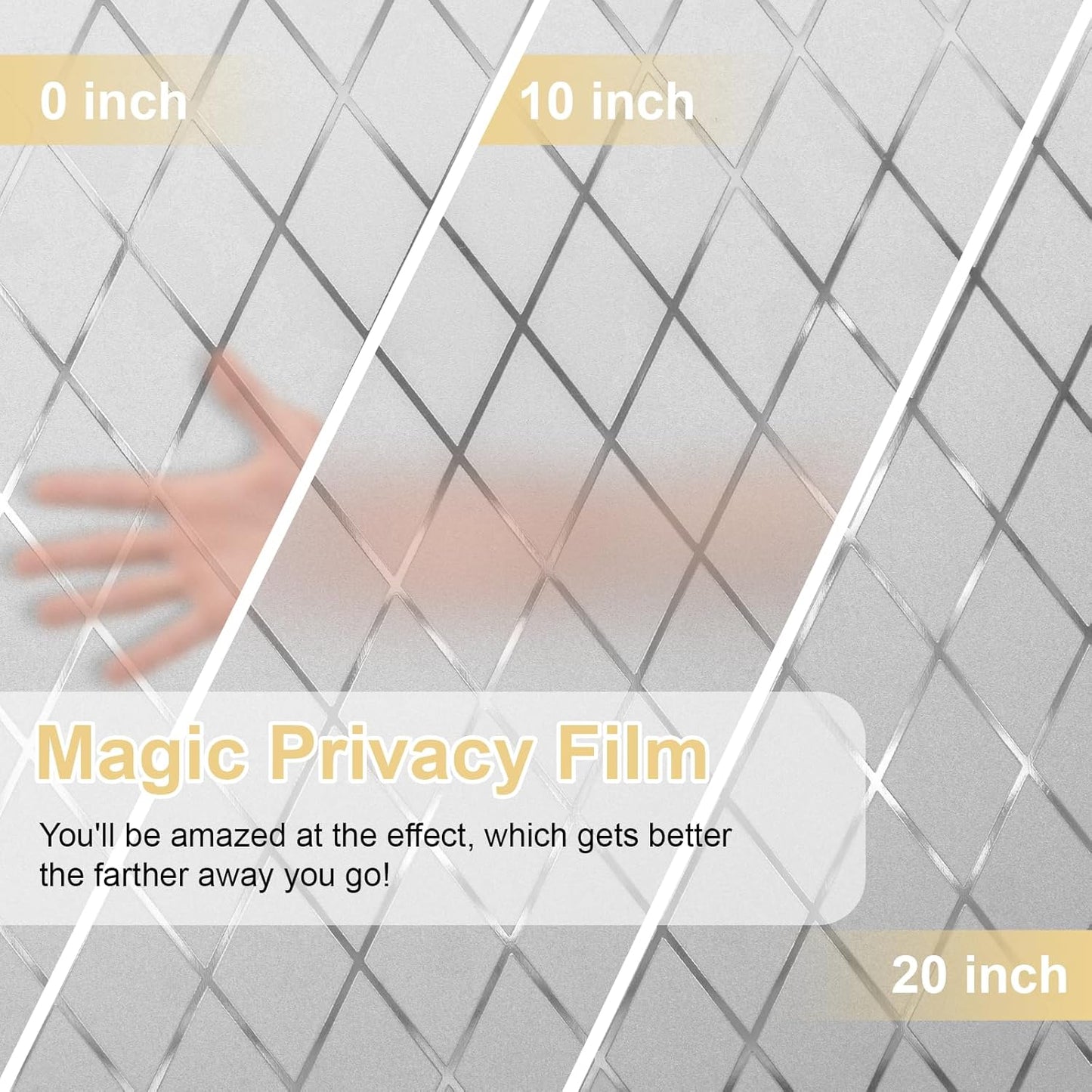 Window Privacy Film Decorative for Front Door, Bathroom Static Cling Stained Glass Sticker Opaque Heat Control UV Blocking Non-Adhesive for Home,Grid 23.6 x 78.7 inches