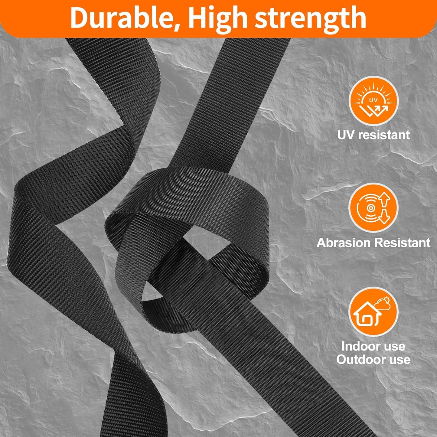 Heavy-Duty Buckles and Strap Set 1-1/4": 6 Yards of Thick Nylon Webbing, 6-Pack Adjustable Quick Side Release Plastic Buckles, 12 Tri-Glide Slide Clips, Black (1 1/4 Inch Combo Set)