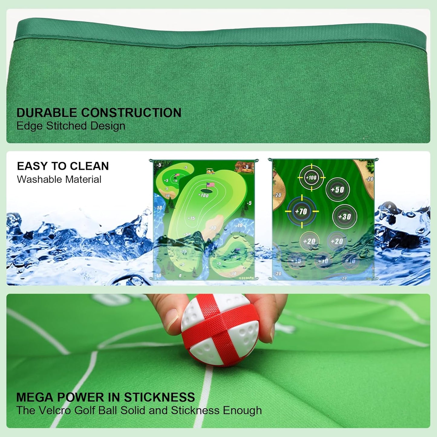 Golf Chipping Game Mat, Double Sided Golf Hitting Mat,6x5 FT Golf Practice Mat Outdoor Indoor Golf Games for Adults,Score Sticky Playing Golf Balls for Home Backyard Garage Game(No Club)