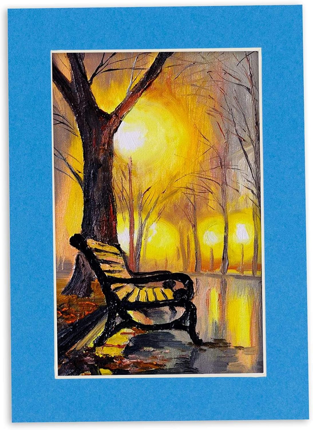 8x10 Mat Bevel Cut for 5x8 Photos - Acid Free Bay Blue Precut Matboard With Backing Board and Crystal Clear, Self Seal Photo Mat Bag - For Pictures, Photos, Framing - 4-ply Thickness