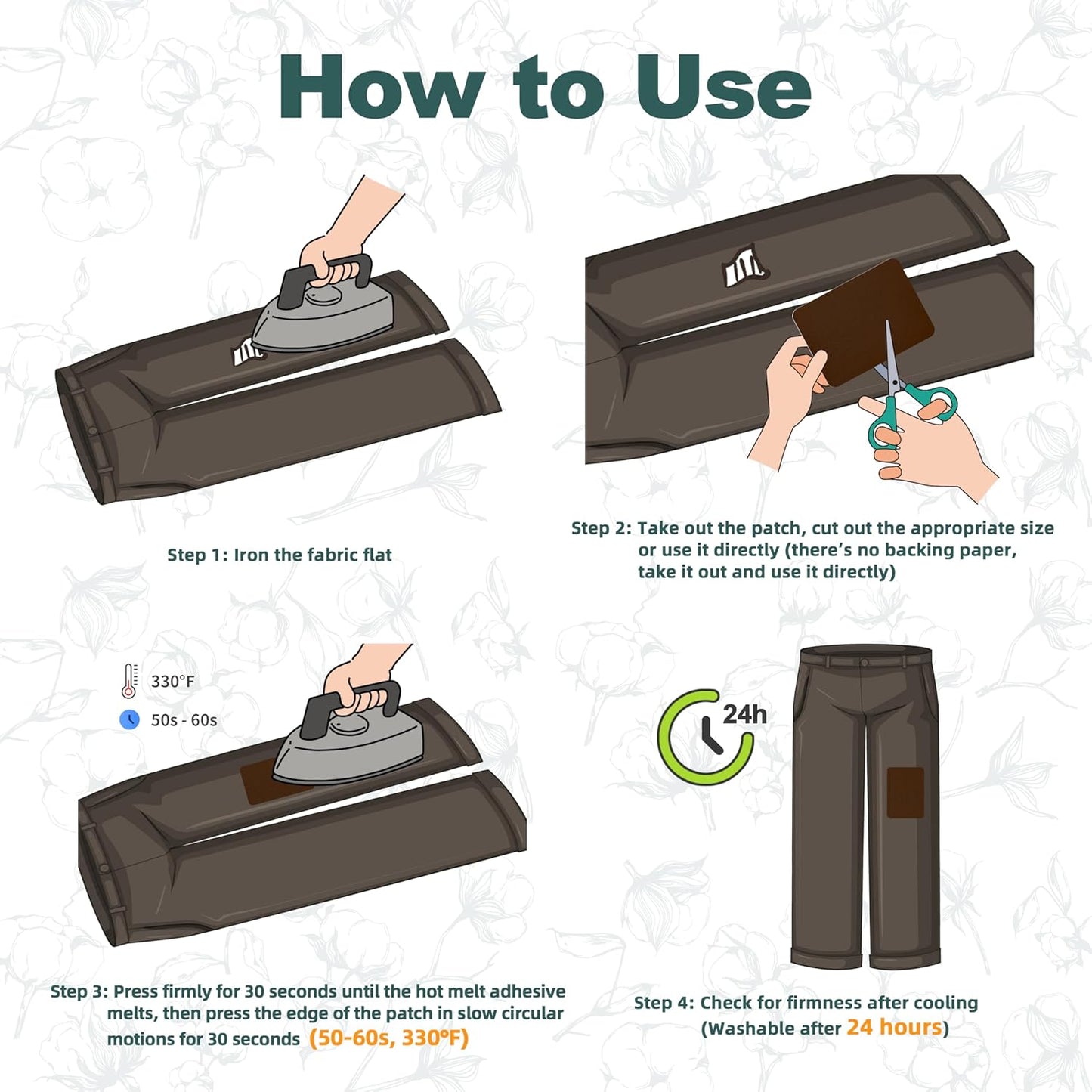 Iron on Patches for Clothes, 8 Pieces Patches for Cloth, 100% Cotton Fabric Patches for Clothing, Bag, Hat Repair, Clothing Repair Decorating Kit 3.7" by 4.9" (9.5 cm x 12.5 cm, Yellow)