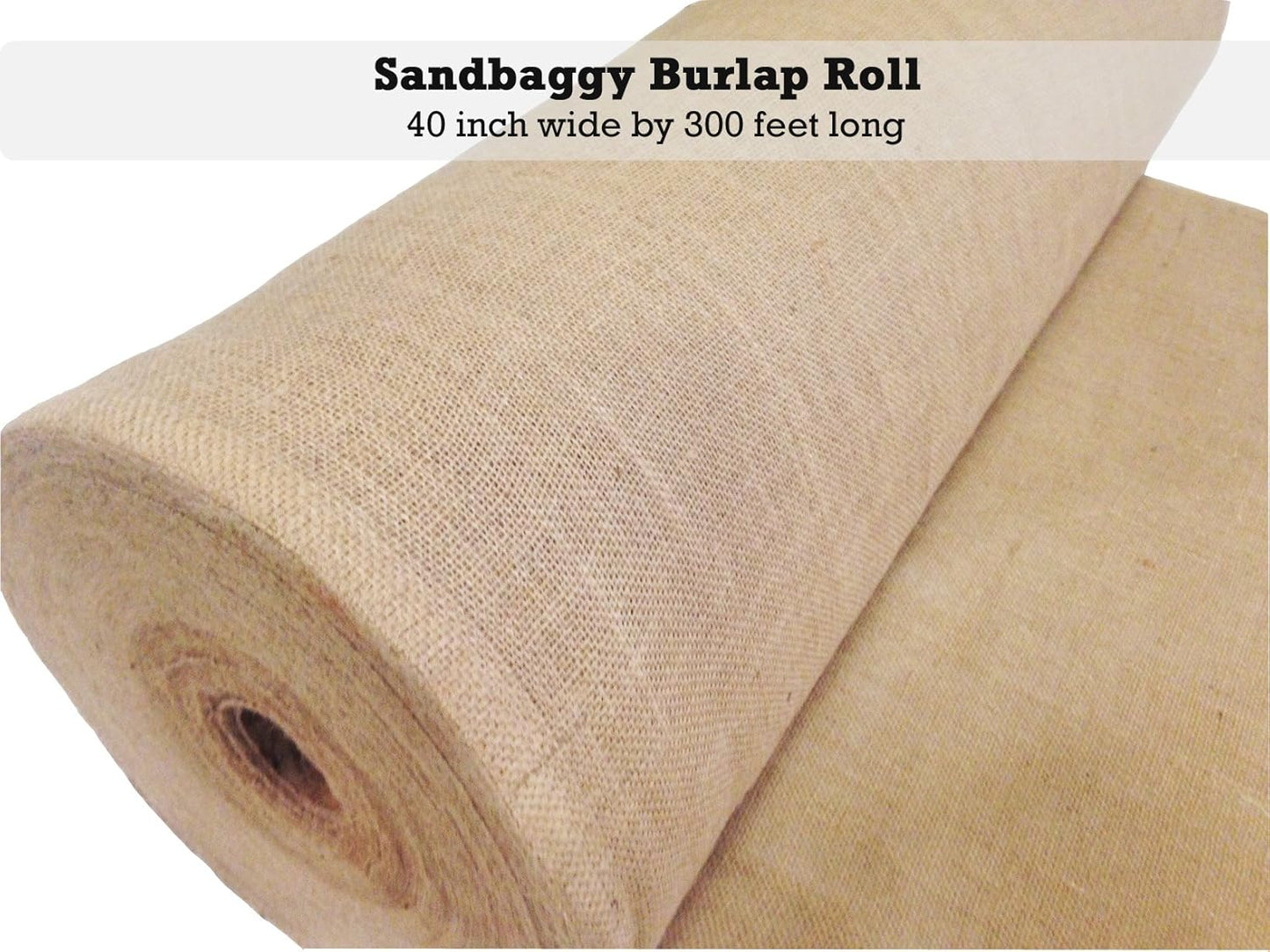 Sandbaggy Burlap Fabric Roll | 40 Inch by 300 ft | Great for Garden, Yard, Wedding, Craft, Decorating Tables | Constructed from Industrial Grade Burlap Fiber | 30% Thicker Than Competition (10 Rolls)