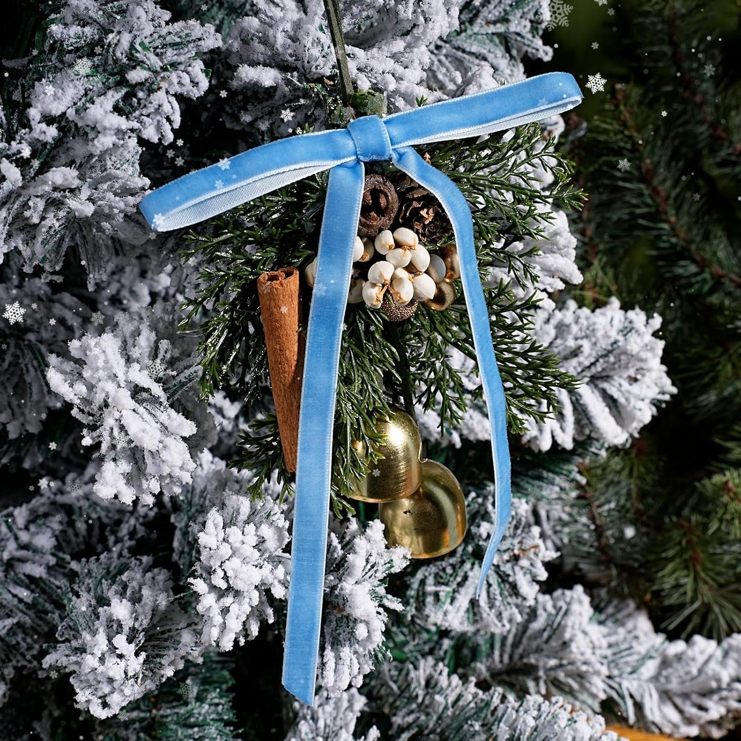 LaRibbons Thin Velvet Ribbon 3/8 Inch x 25 Yards, Dusty Blue Velvet Ribbon for Christmas Tree, Gift Wrapping, Wreath Bow, Outdoor Decoration