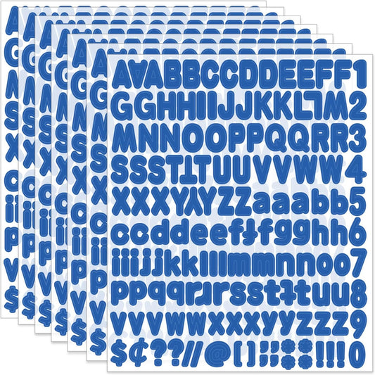 Alphabet Stickers, 1''Inch 12 Sheets Blue Letter Stickers Self-Adhesive Vinyl for Mailbox Numbers, Bulletin Boards & Home Decor