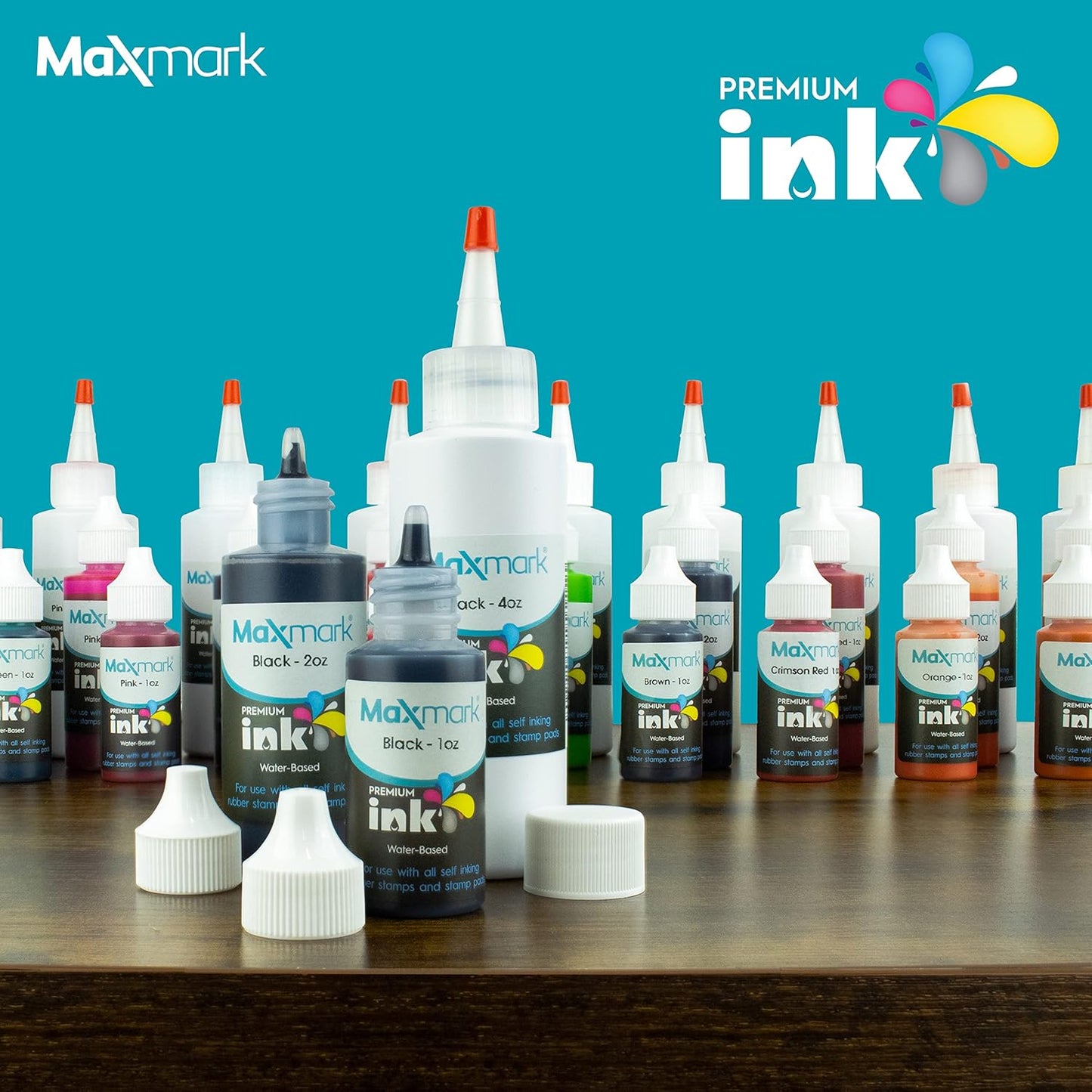 MaxMark Premium Refill Ink for self Inking Stamps and Stamp Pads, Orange Color - 4 oz.