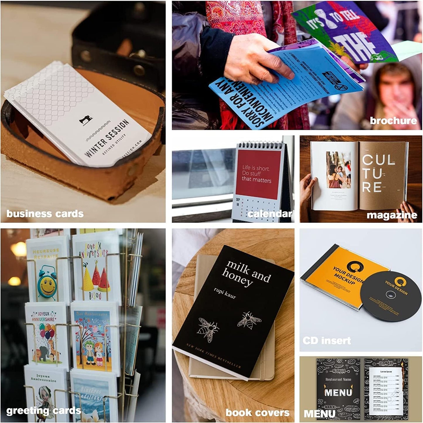 Uinkit 100 Sheets Thin Matte Presentation Paper Photo Double Sided 8.5x11 38lb 140gsm Printable on Both Sides Brochure Photos Picture Poster Playbill Flyer 6.5 Mil Coated for laser and Inkjet Printer