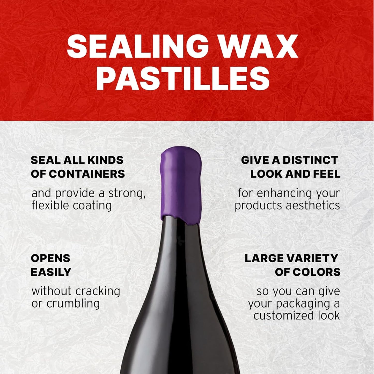 Blended Waxes, Inc. Bottle Sealing Wax, Pastille Wax Seal Beads For Wine, Beer, and Liquor Bottle Sealing, Seals Between 25-30 Bottles, 1 lb, Purple