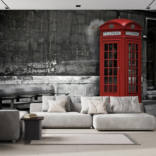wall26 Wall Sticker/Wall Mural British Phone Booth in London, Not Peel and Stick, Non-Woven Wallpaper Decorative for Bedroom, Living Room, Office - 96x144 inches