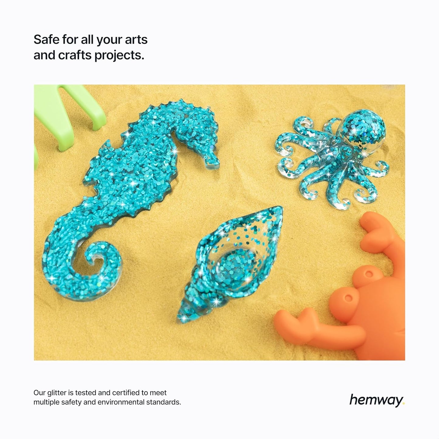 Hemway Glitter for Resin 100g Turquoise Blue Holographic Metallic Crystals for Epoxy Craft Super Chunky Flakes Tumblers Wax Melt