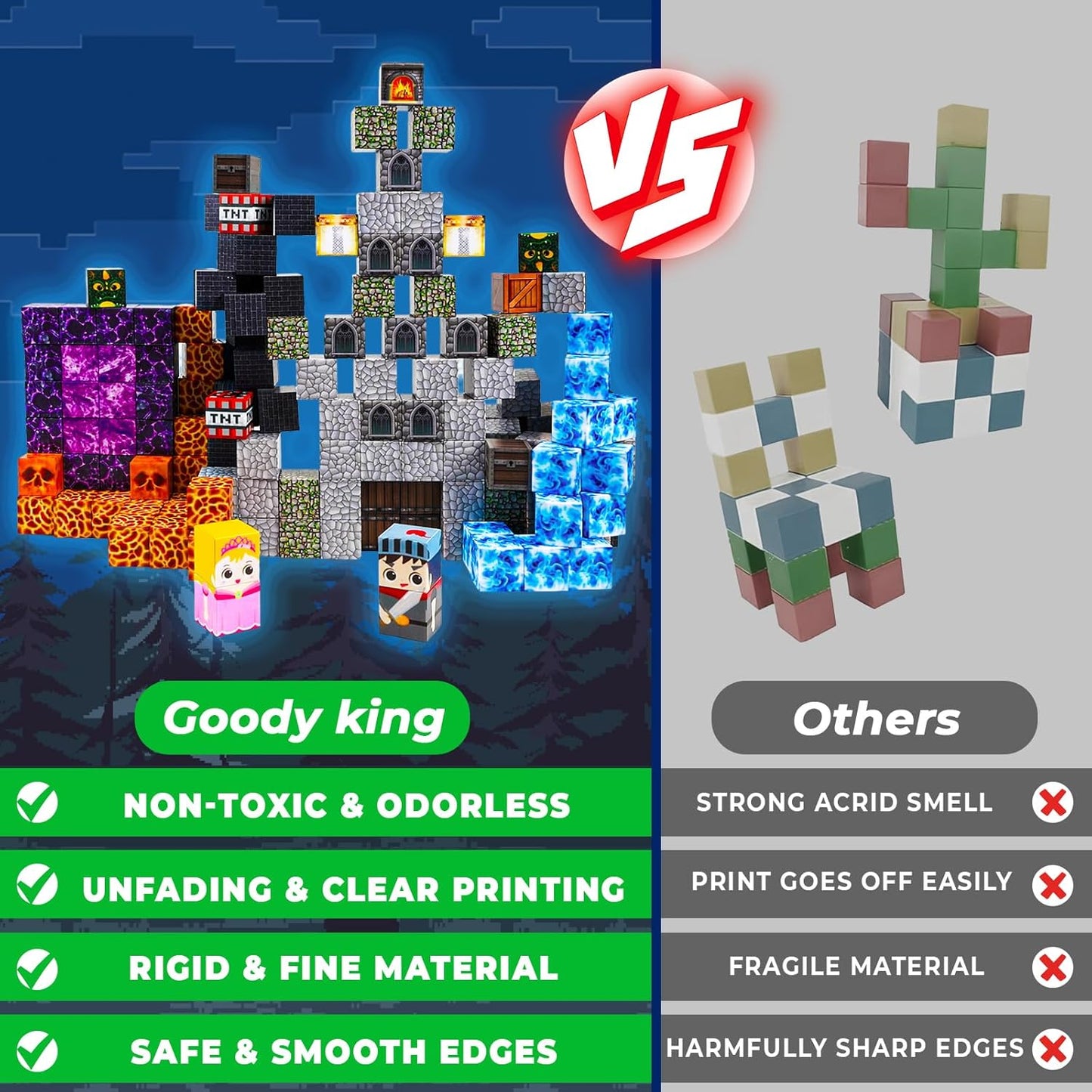 Goody King 150 PCS Magnetic Building Blocks,Dark Castle Set Magnetic Blocks,Magnetic Toys for Kids, Sensory Toy for STEM Learning Toys for Kids 3+ Boys and Girls Christmas Birthday Gifts