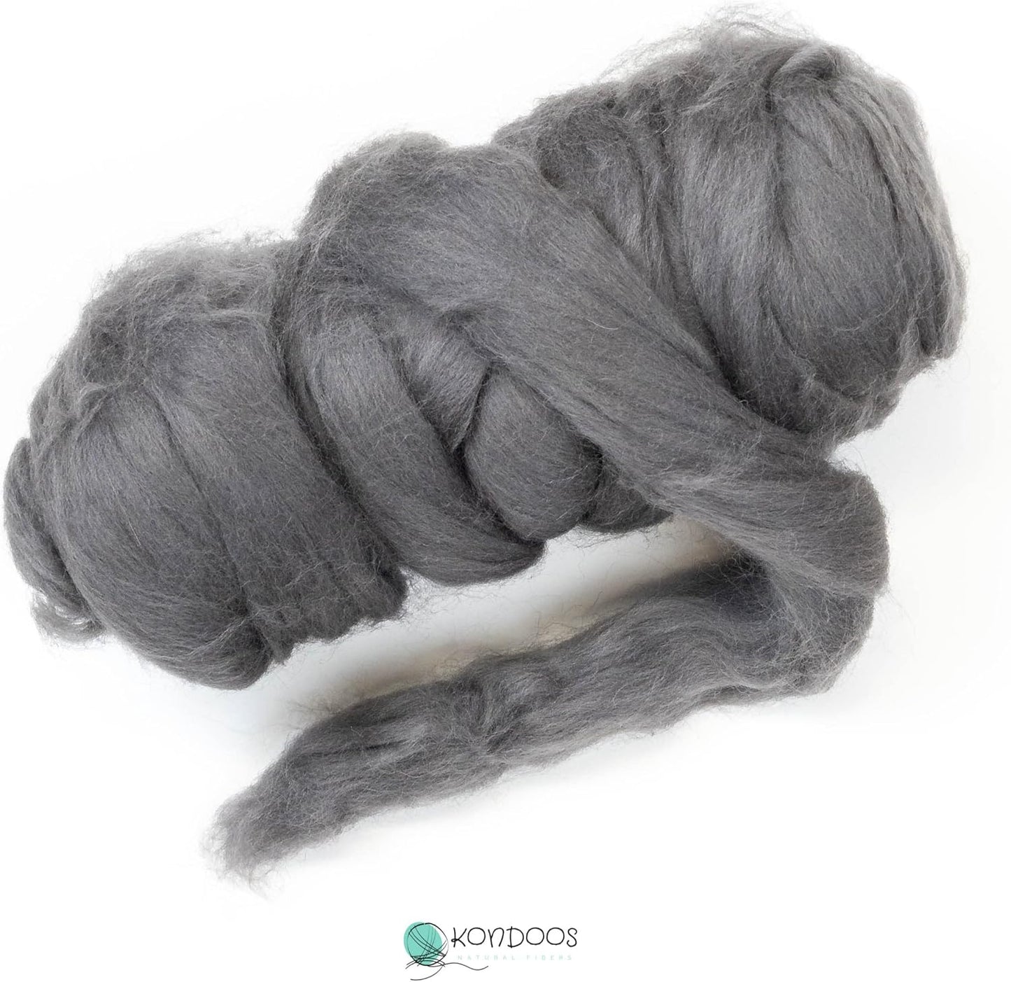 Colored Natural Wool roving, 8 OZ. Best Wool for Needle Felting, Wet Felting, handcrafts and Spinning. (Graphite)