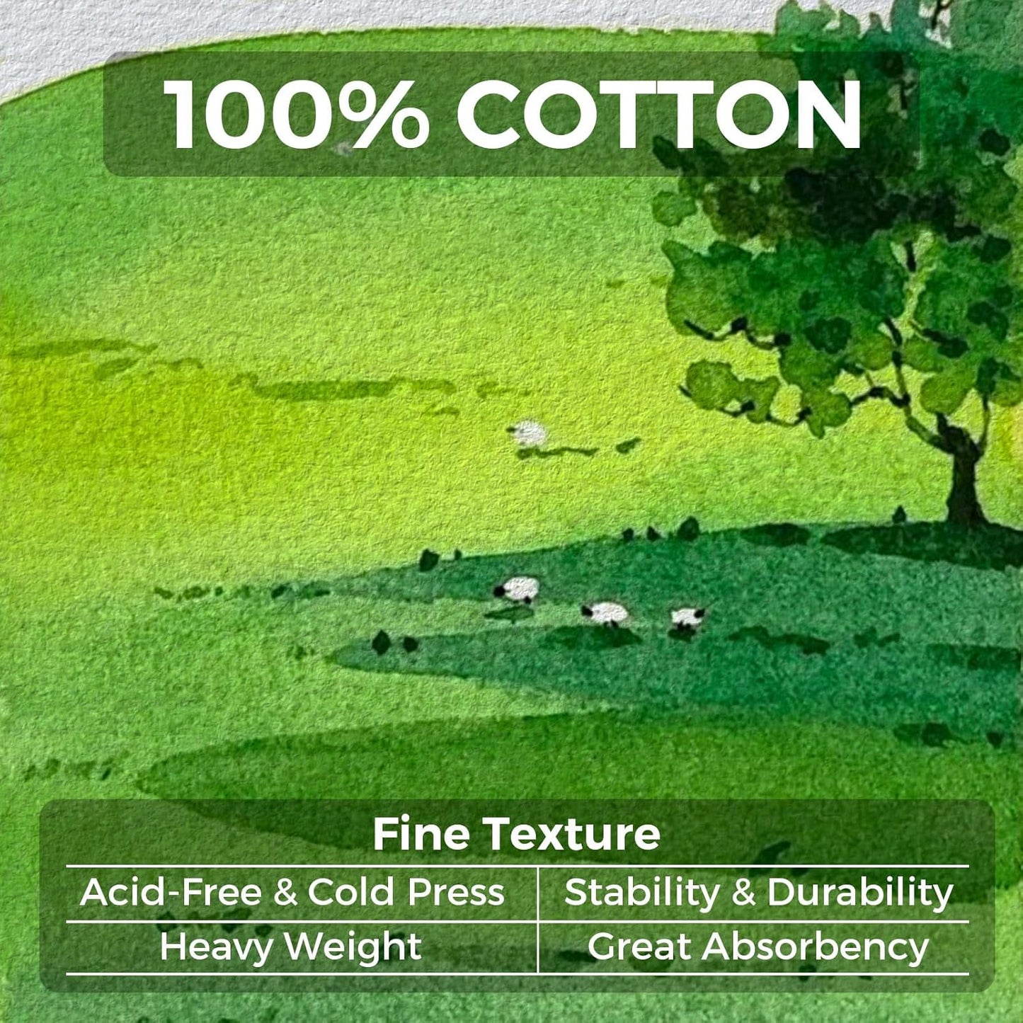 Funto Watercolor Journal 2-Pack, 3.9x3.9, 44 Pages Each,Hot-Pressed 100% Cotton, PU Leather Green Hard Cover, Art Supplies for Mixed Media