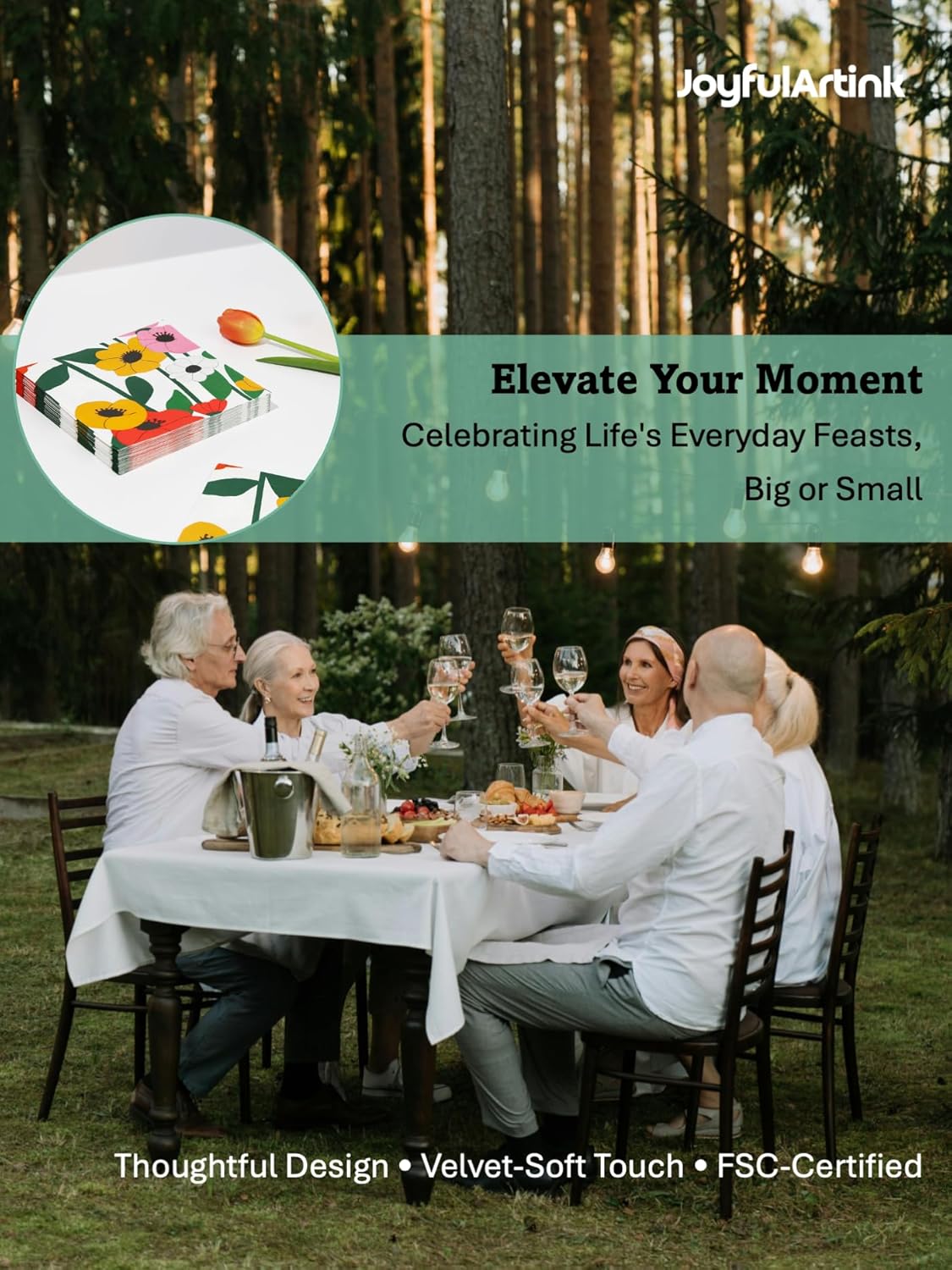 20 Pack Designer Paper Napkins, 3-Ply 6.5x6.5-inches Disposable Decorative White Floral Luncheon Cocktail Napkin for Wedding Event/Birthday/Anniversary Party/Baby Shower