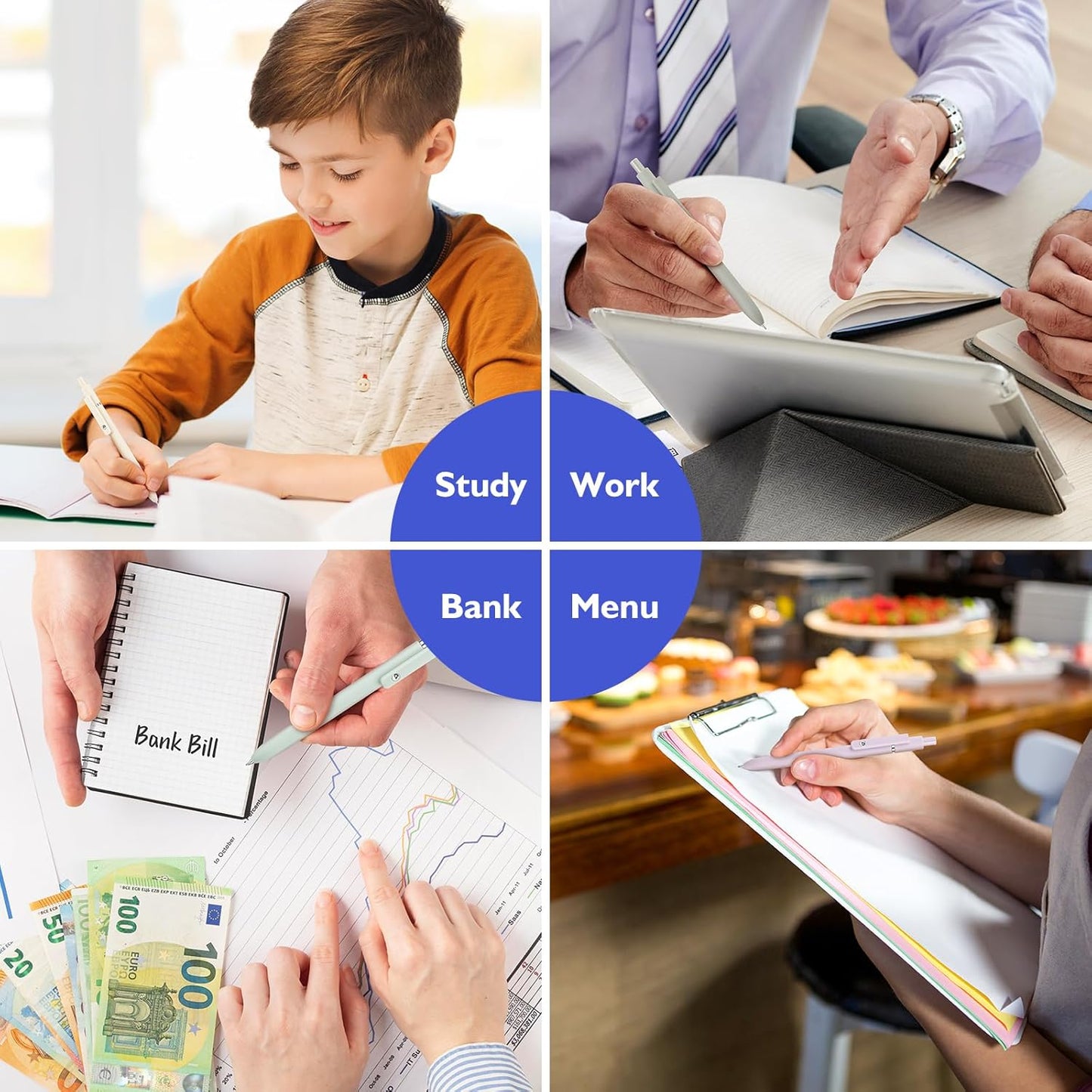 Vanhench 7Pcs 0.5mm Black Ink Gel Pens Quick Dry with Soft Silicone Touch Barrel & Fidget Stress Ball, Multifunction Writing, Fine Point Smooth Writing Pens, Nurse School Supplies