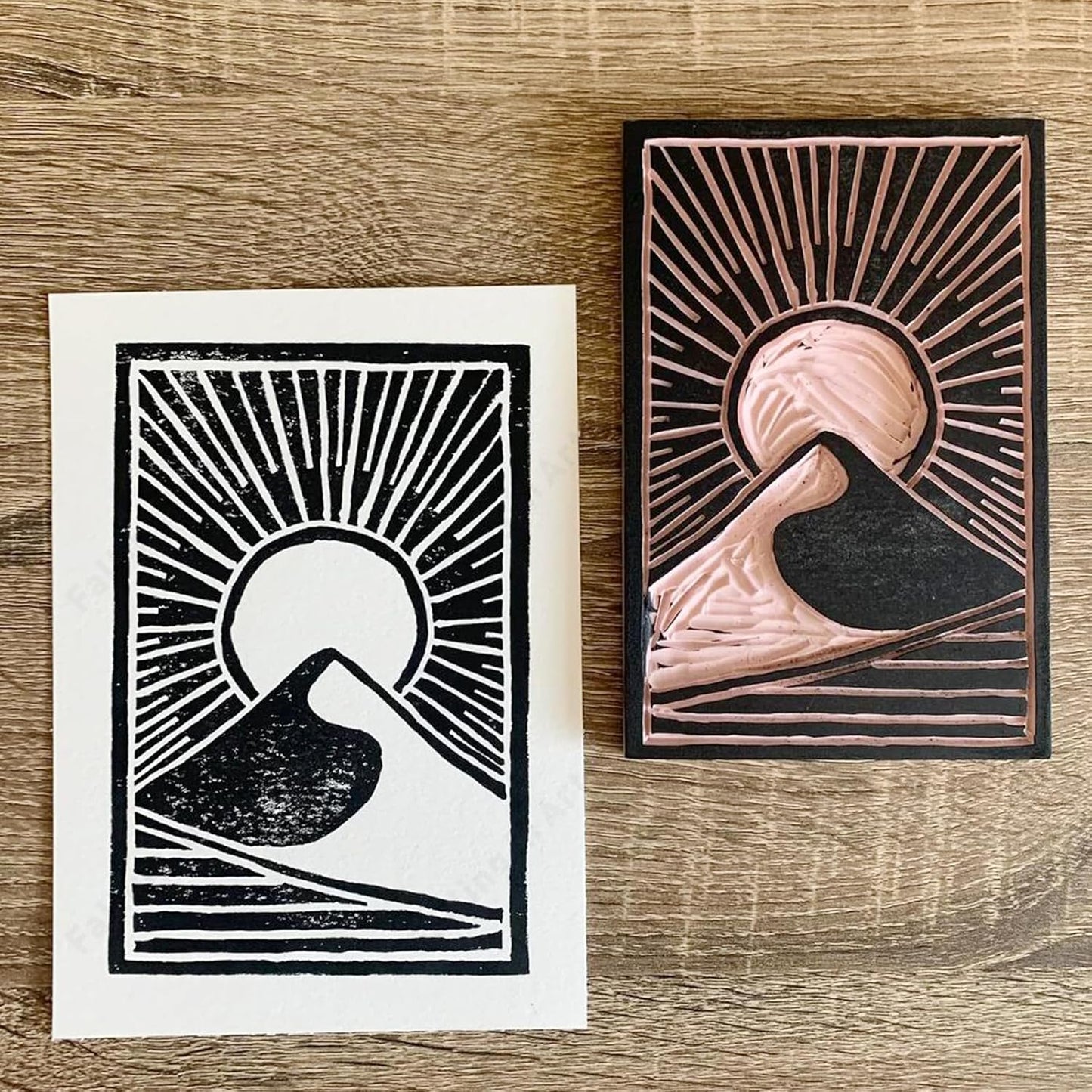 Falling in Art 5 Pack Rubber Carving Block, 4" x 6" Easy Cut Lino Blocks, Soft Linoleum Block for Printmaking, Stamps, Crafts