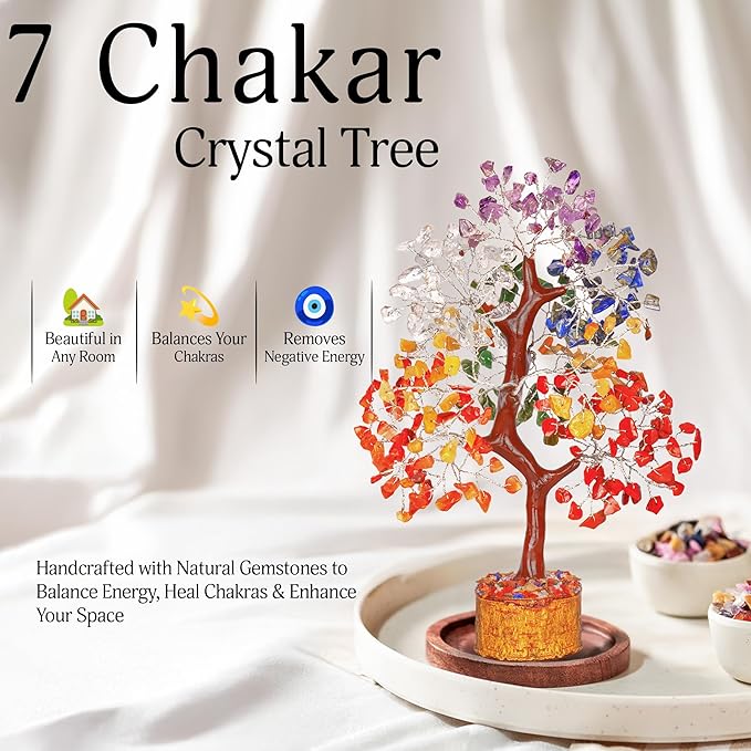 YATSKIA 7 Chakra Crystal Tree of Life, Gemstones and Crystals, Crystals Home Office Decor, Birthday Gifts for Women