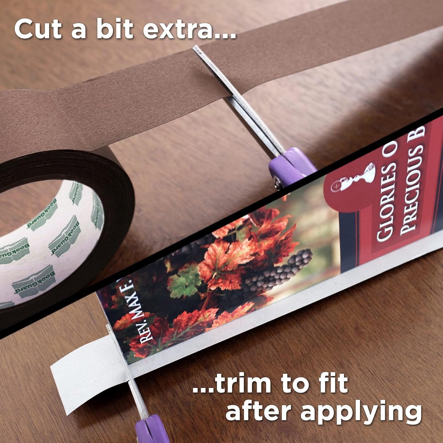 BookGuard 1-1/2 Inch Vinyl-Coated Cotton Cloth Bookbinding Repair Tape, 15 Yard Roll, Light Brown