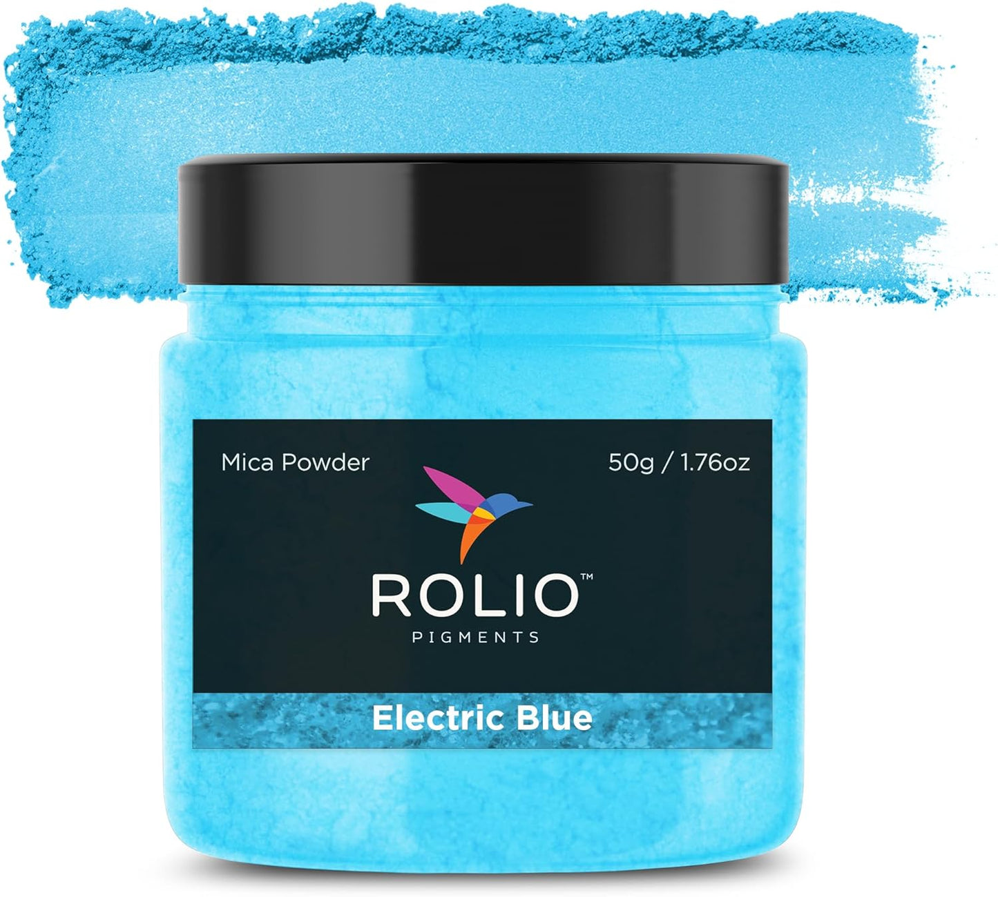 Rolio Premium Mica Powder - Electric Blue (50G / 1.76oz) - 1 Jar of Blue Pigment Powder for Epoxy Resin, Dye, Soap Making, Nail Polish, Paint, Candle Making, Bath Bombs, Slime