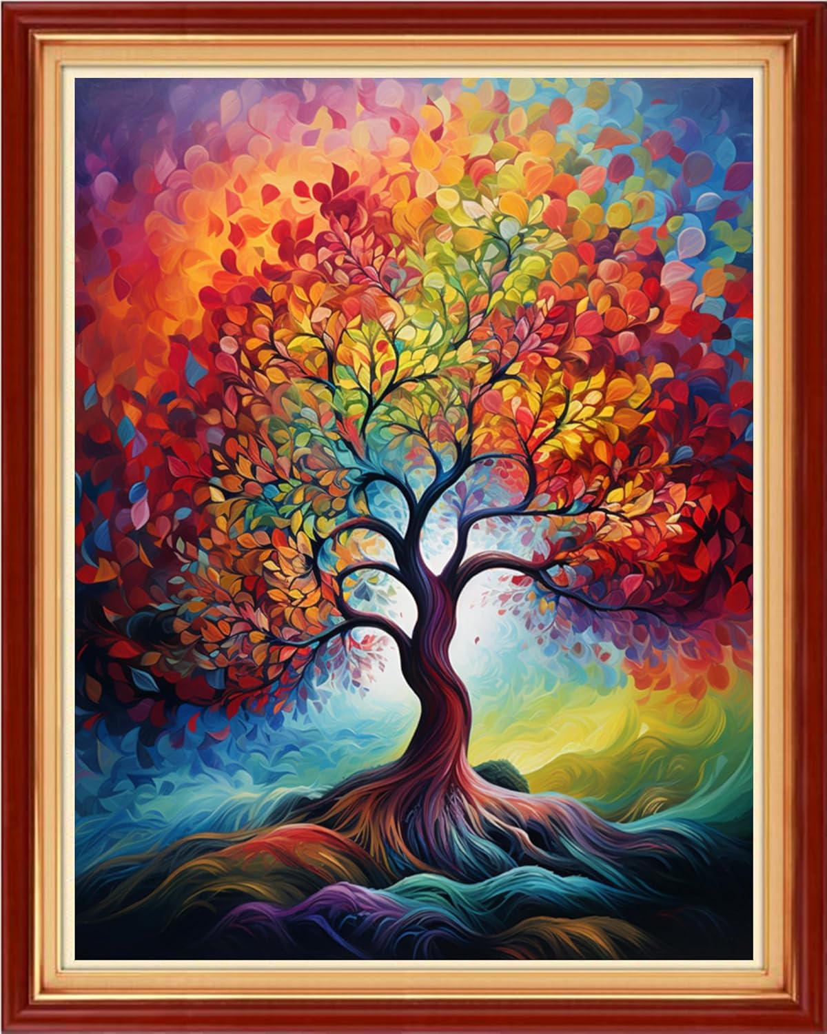 DMCVIVR Stamped Cross Stitch Kits for Adults Beginners Embroidery Kits 11CT Needlepoint Kits Cross Stitch Patterns Embroidery Patterns-Colorful Tree 16x20 inch