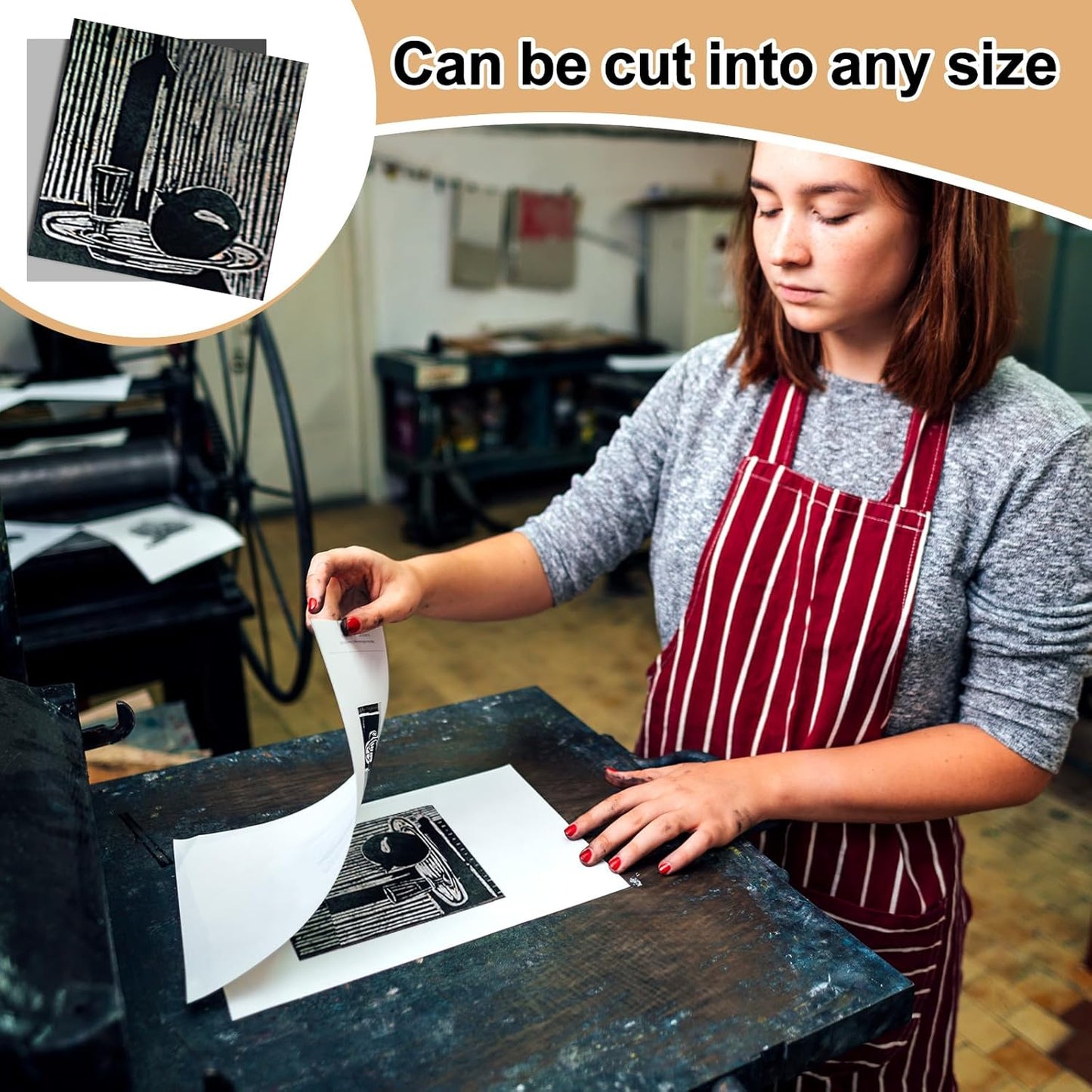 Yeaqee 4 Pcs 6 x 6 Inch Linoleum Block Rubber Carving Block Soft Linocut Blocks Large Linoleum Sheet Unmounted Lino Plates for Engraving Art Project Printmaking Artist Studio Supplies (Gray)