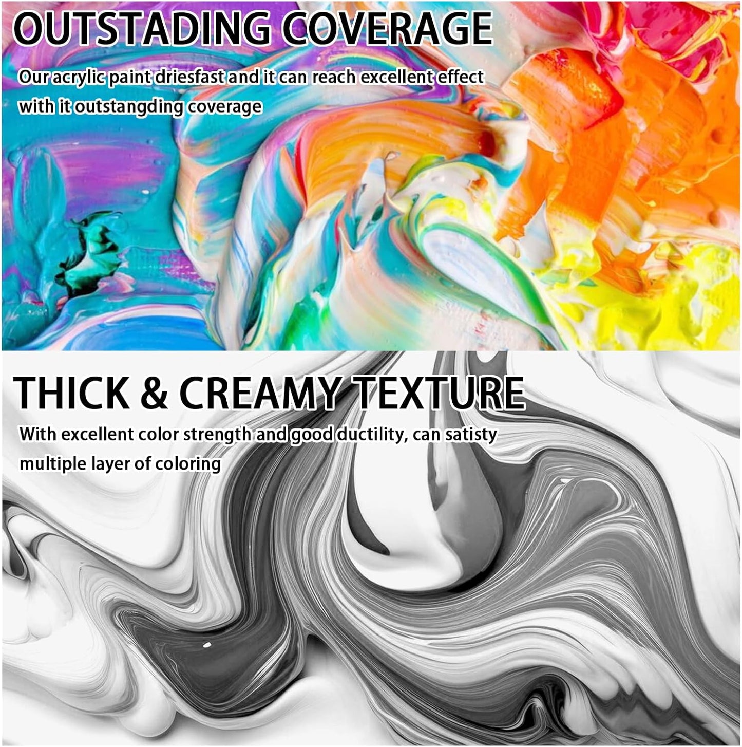 SNOWSUN Basics Titanium White Acrylic Paints, Large Bulk Acrylic Paint (42.4 oz, 1000ml) Non Toxic Gloss Heavy Body Art Paint for Multi-Surface, Ideal for Canvas Wood Ceramic Fabric and Nail Art Leather, Stone Craft, for Artists & Beginners