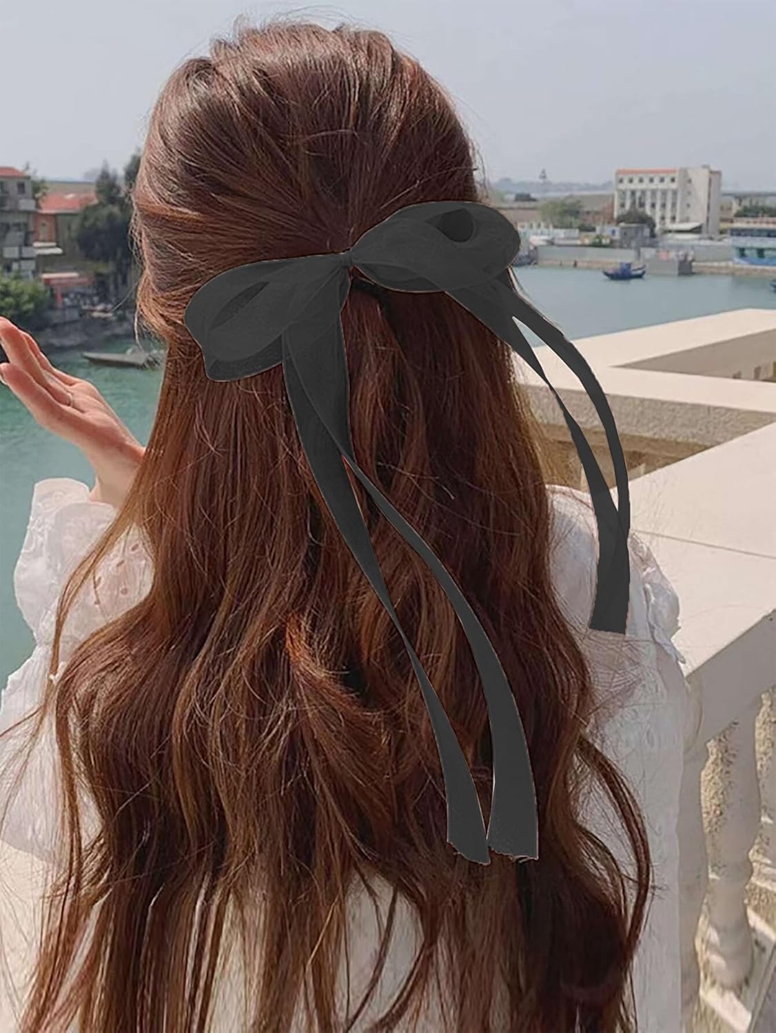 Black Ribbon for Gifts Wrapping, 1 inch 50Yard Sheer Organza Ribbon, Gift Wrap Chiffon Ribbons for Halloween, Fathers Day, Wedding, Party Decoration, Hair, Crafts, Flower Bouquet