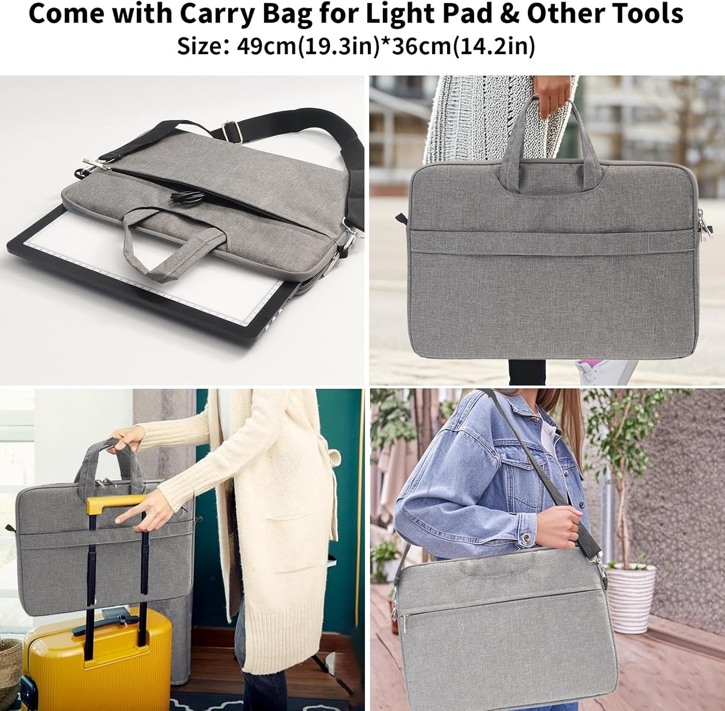 TOHETO A3 Light Board with Bag for Diamond Painting, Super Bright Magnetic Light Pad with Side Buttons, Lightbox for Tracing and Drawing, Corded Light Table for Sketching, Weeding Vinyl (Black)