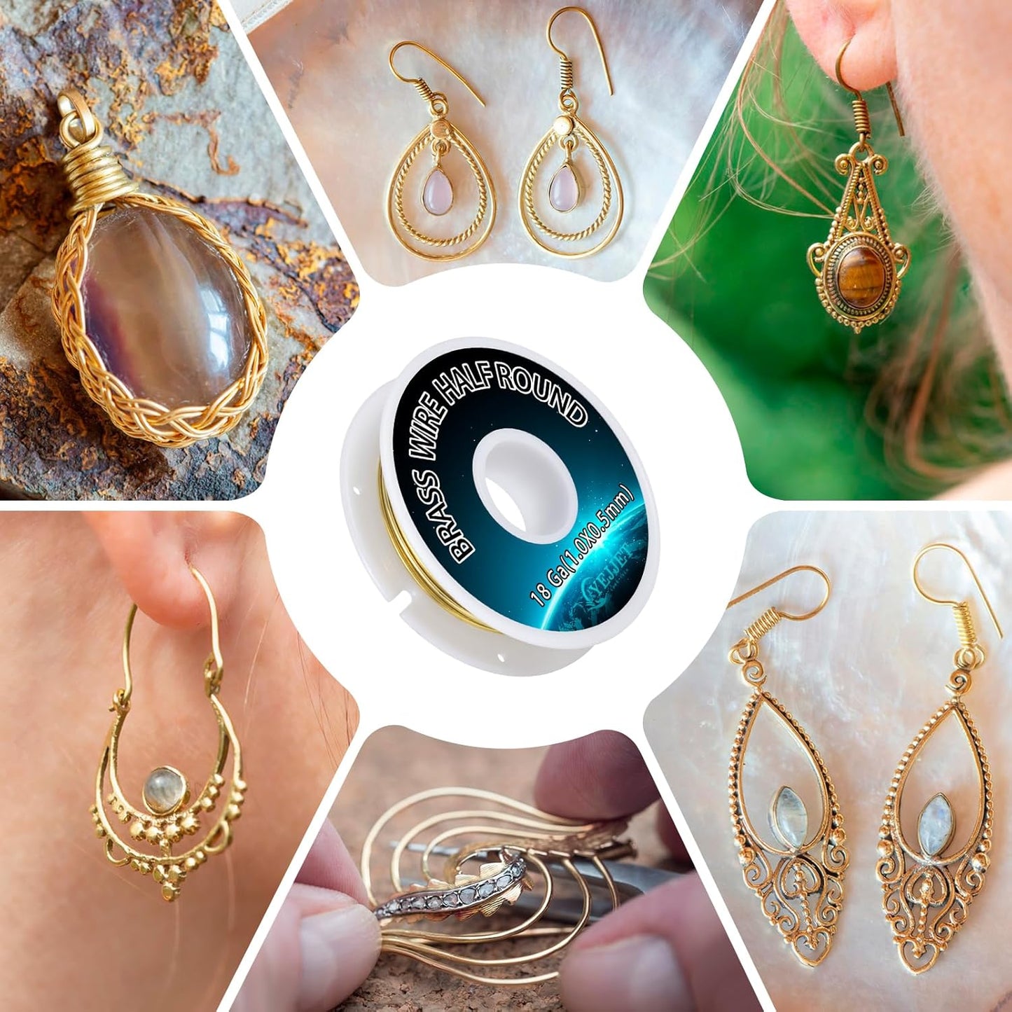 Half Round Brass Wire 18 Gauge 1.02x0.51mm Jewelry Craft Wire - 1.3 oz 31 Feet for Metal Working, Beading Supplies