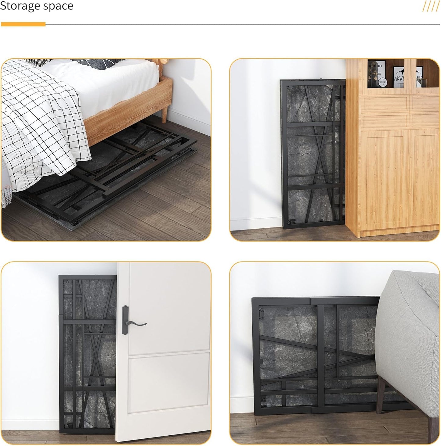 Narrow Folding Computer Desk 35 inch, Writing Gaming Computer Desk for Small Spaces, No Assembly Required Small Office Table, Grey