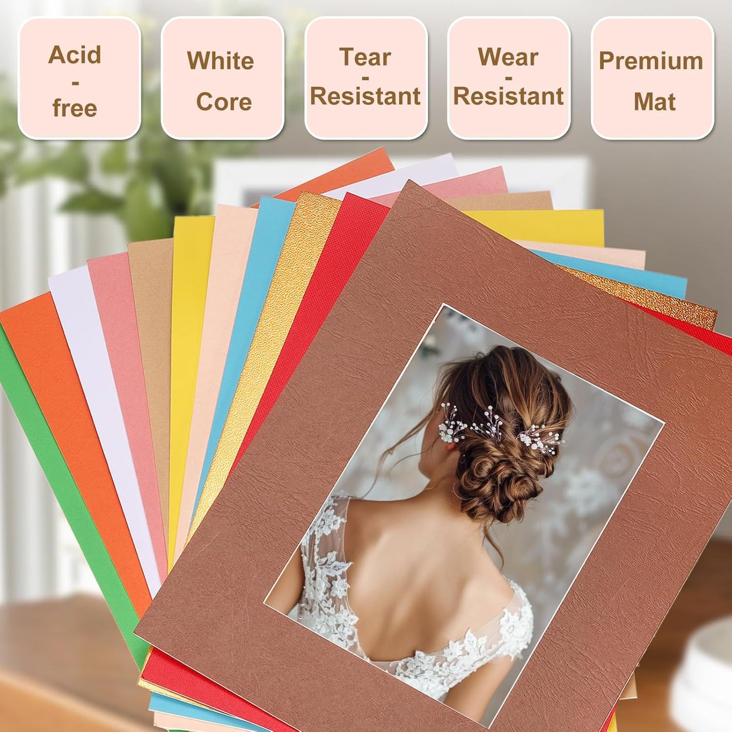 uxcell Picture Mats, 8 x 10 Mat Board Center for 5 x 7 Pictures Acid Free White Core Bevel Cut Frame Mattes with Backing for Display Art Measuring, Black