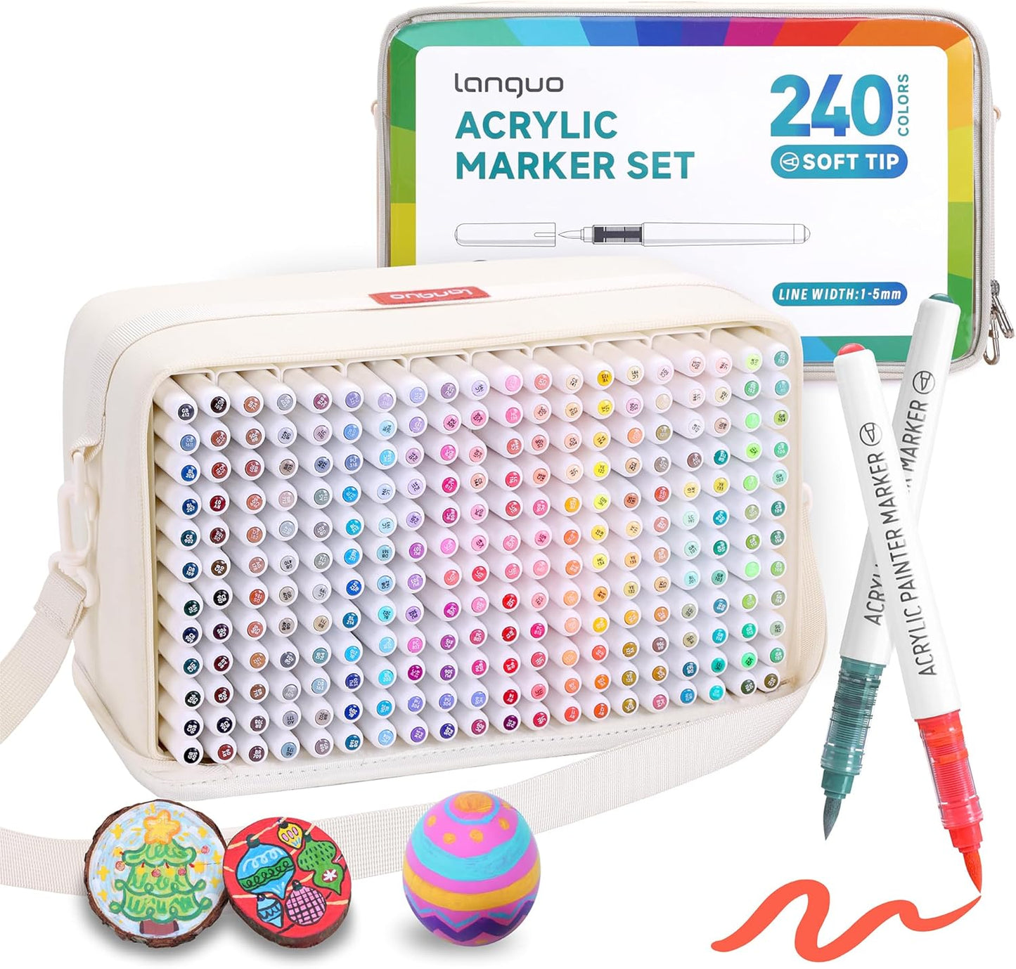 240 Colors Acrylic Paint Markers, Soft Brush Tip Marker Pens Set with Marker Bag, Acrylic Paint Pens for Fabric, Wood, Stone, Canvas, Glass, Egg, Rock Painting, DIY Crafts and Art Supplies