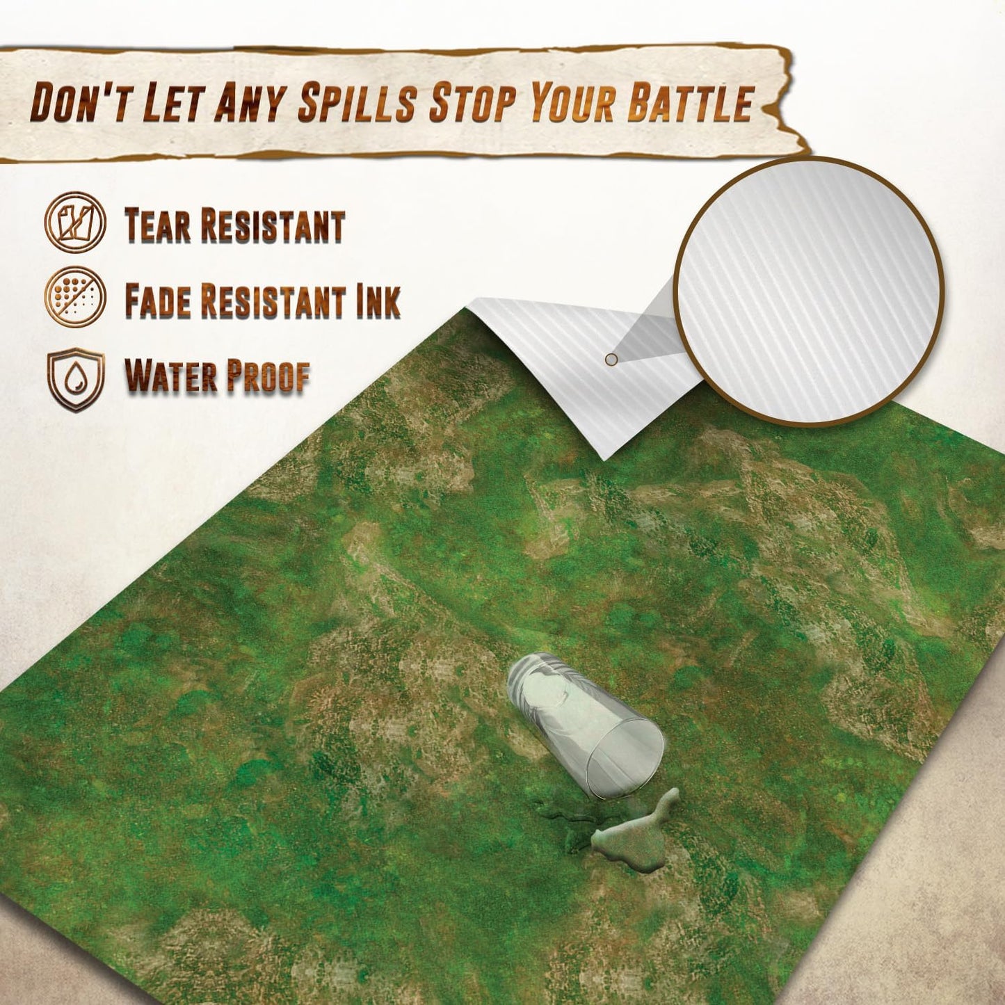 Battle Game Mat for DND - [48" x 72"] Wargaming Tabletop Map - Gaming Board for Warhammer 40k, Dungeons and Dragons, Wargame RPG - Vinyl Gaming Grass Terrain