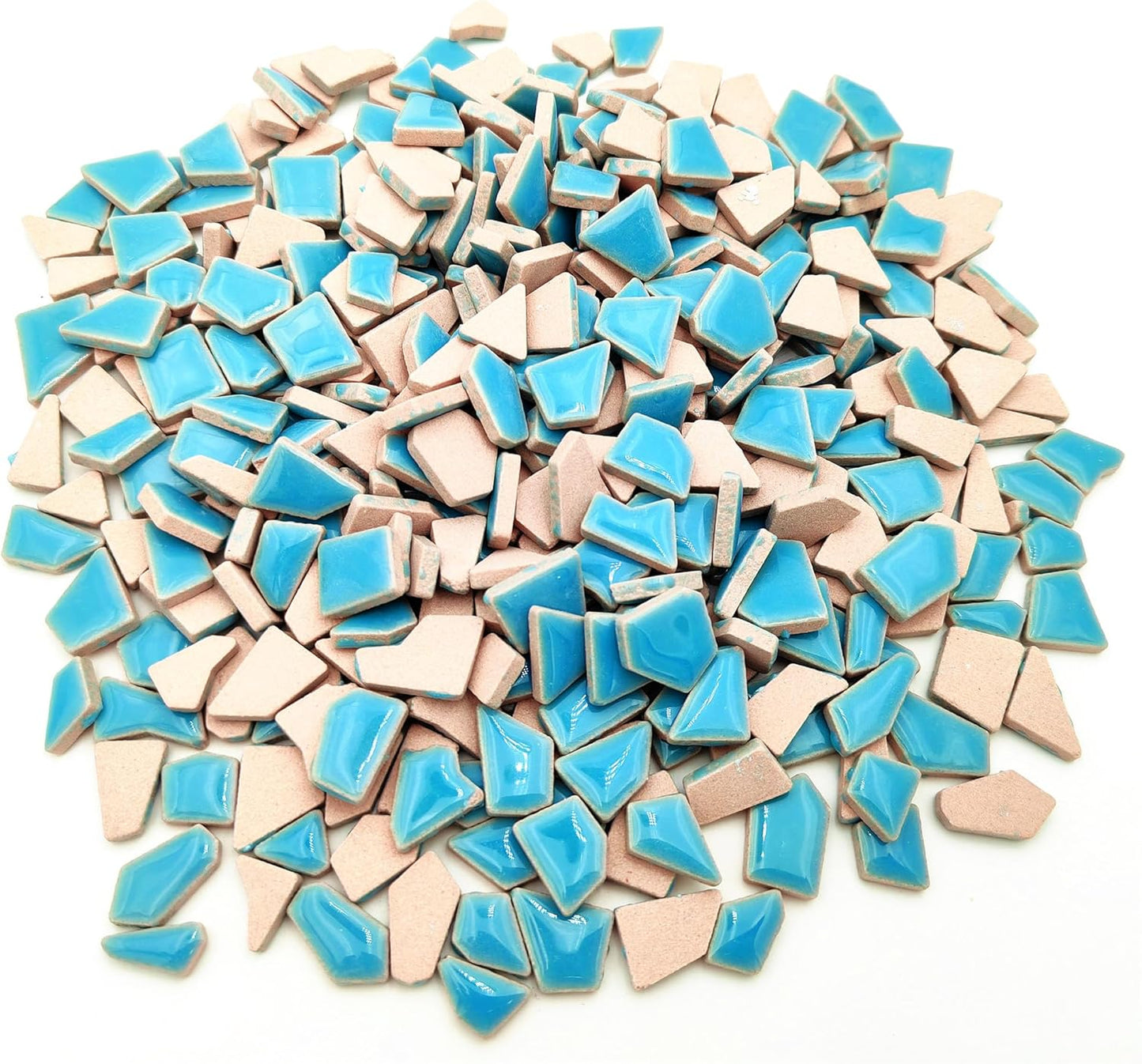 1.1LB Irregular Ceramics Mosaic Tiles, Mosaic Pieces Stones for DIY Mosaic Making Craft Hobby Arts Home Wall Decoration (Sky Blue)