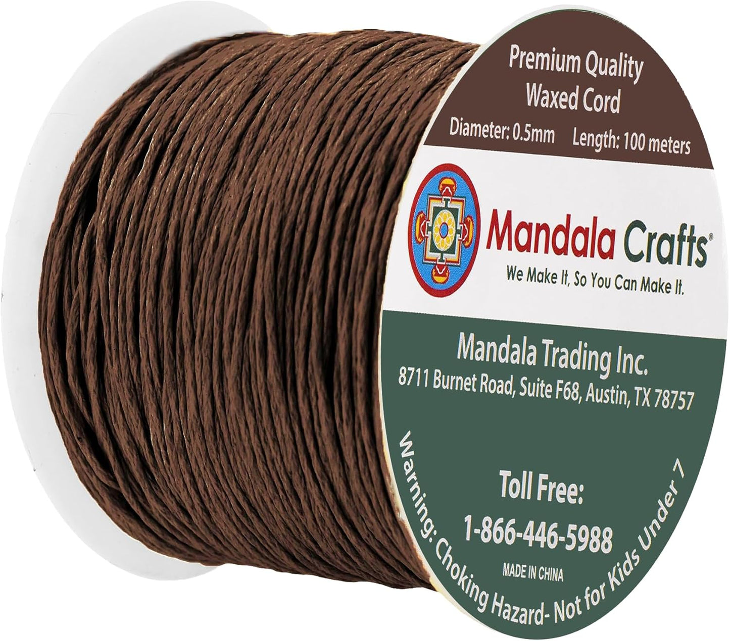 Mandala Crafts 0.5mm 109 Yards Dark Brown Cotton Waxed Cord for Jewelry Making Bracelet Cord Waxed String - Beading String Thread Jewelry Cords for Necklaces String