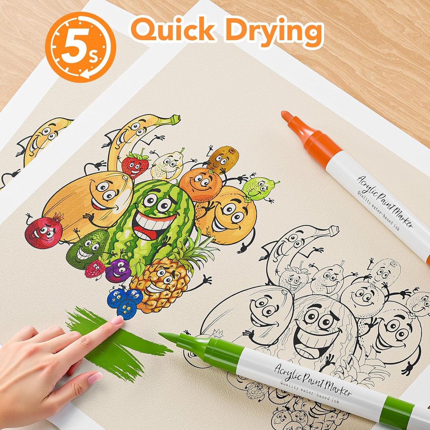 Acrylic Paint Markers,80 Colors Acrylic Markers,Dual Tip Paint Pens for Painting Rocks,Fabric,Wood, Glass,Coloring Books,Paper,DIY Crafts Art School Supplies for Adult,Pumpkin Painting Kit