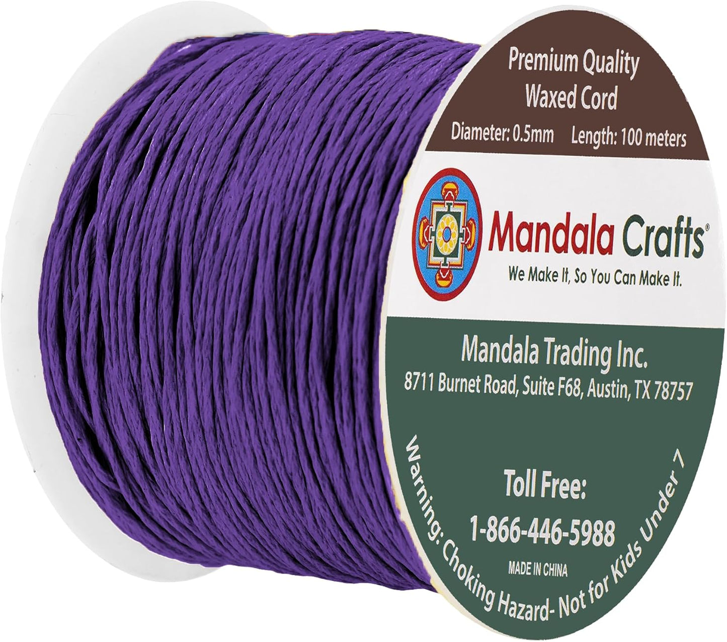 Mandala Crafts 0.5mm 109 Yards Purple Cotton Waxed Cord for Jewelry Making Bracelet Cord Waxed String - Beading String Thread Jewelry Cords for Necklaces String