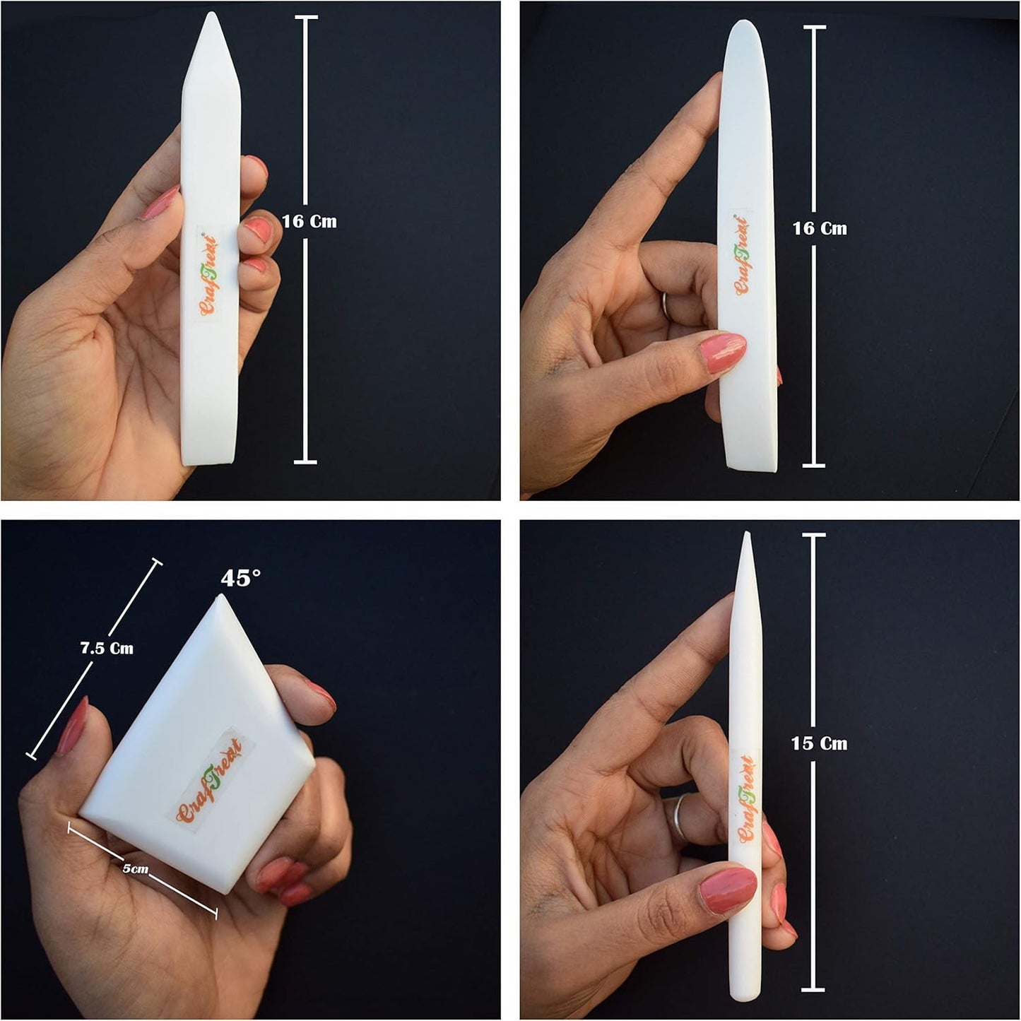 CrafTreat Teflon Bone Folder and Scoring Tool Set - Large, Ergo Square, Lifter and Burnisher - Paper Scorer, Card Folder, Binding Tool, Leather Burnisher - Smooth, Non Stick, Ergonomic Craft Tool