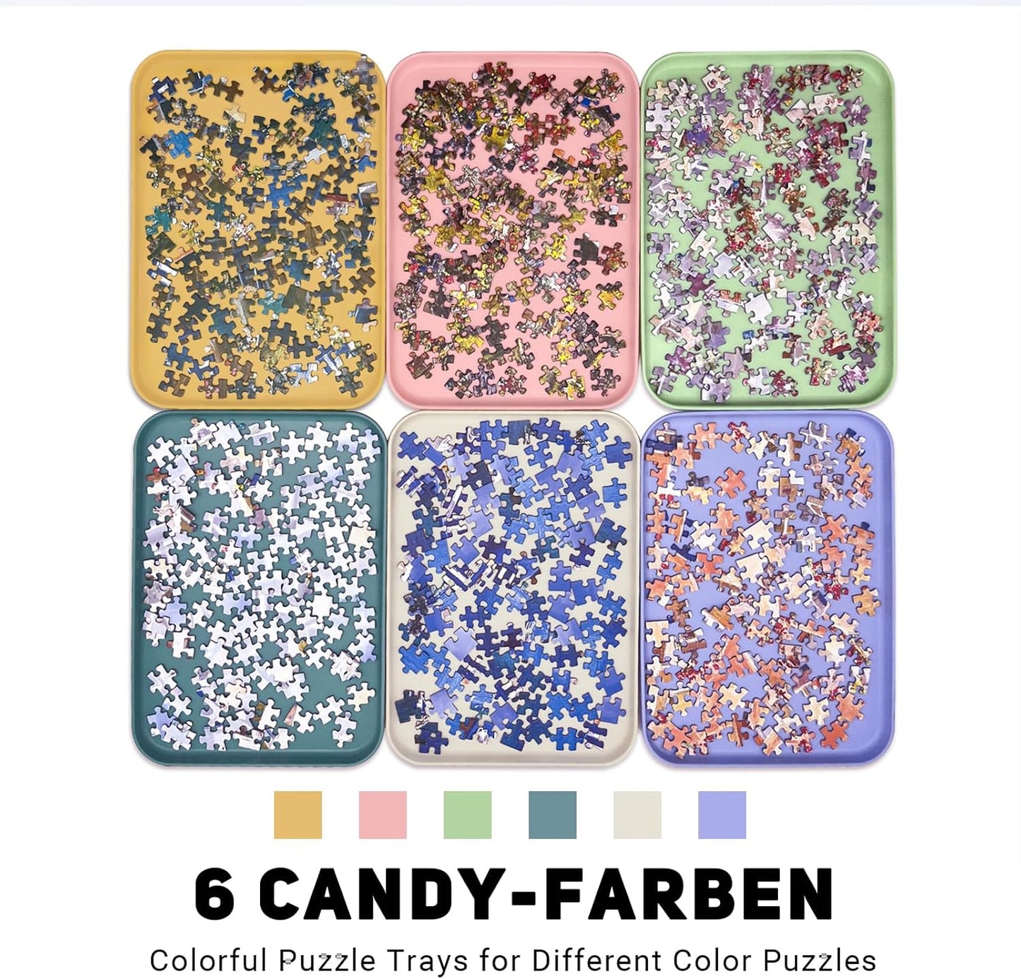 12" x 8.7" Puzzle Sorting Trays - Stackable, 6 Pack Puzzle Sorter for Sorting 1000/1500/2000 Pieces