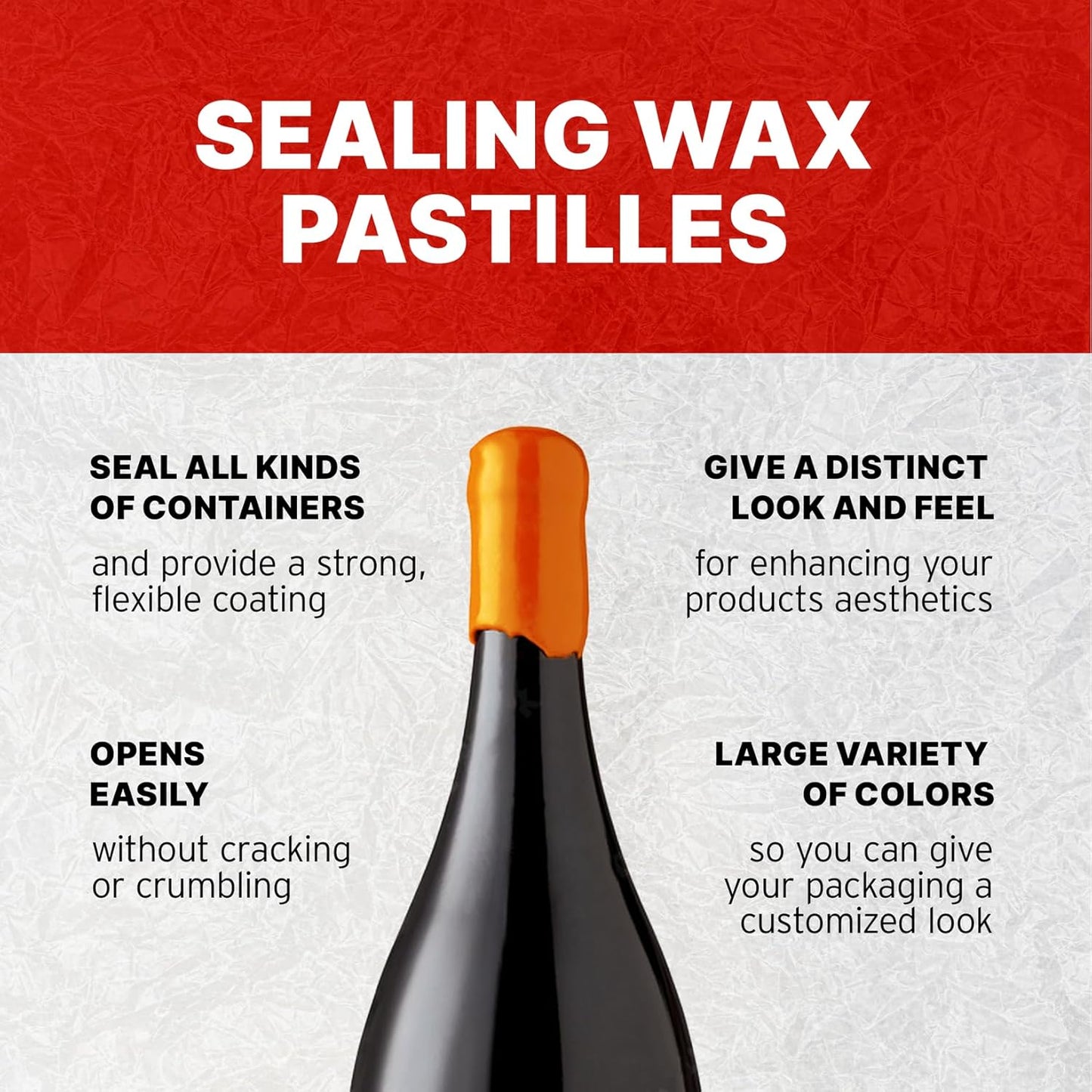 Blended Waxes, Inc. Bottle Sealing Wax Beads, Premium Pastille Wax Seal Beads For Wine, Beer, and Liquor Bottle Closure, Seals Between 25-30 Bottles, 1 lb, Tangerine Pearl