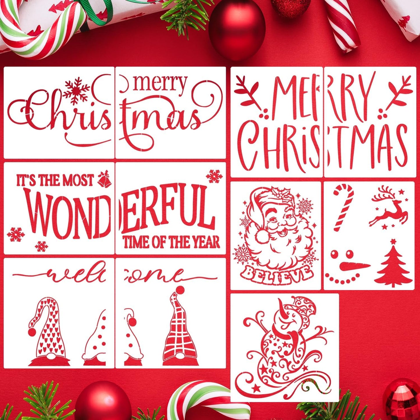 Christmas Stencils for Door Mats 23.6” Christmas Doormat Stencils for Crafts Reusable Holiday Stencil for Doormats Wood Fabrics Decor