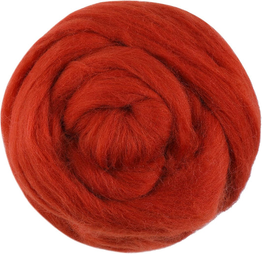3.53oz Wool Roving Yarn, Fiber Roving Wool Top, Pure Wool, Chunky Yarn, Spinning Wool Roving for Needle Felting Wet Felting DIY Hand Spinning (red-Brown)