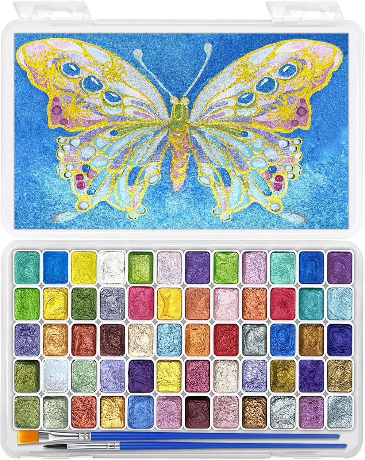 Mini Forestry Shifting Watercolor Painting Set, 60 Color Shifting Watercolor Paint Sets, Shimmer Metallic Watercolor Paints Set, Glitter Watercolor Paint, Solid, Fantasy Forest Style