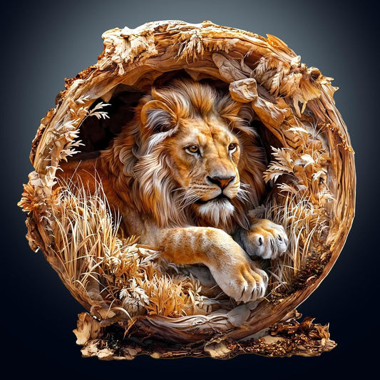 KAAYEE Wooden Puzzles for Adults, 3D Vision Effect Lion King Wooden Jigsaw Puzzles 200 PCS Unique Shape Wood Puzzle Adult, Birthday Father Mother Gifts for Puzzle Lover Family Game (M-11.4 * 11.4in)