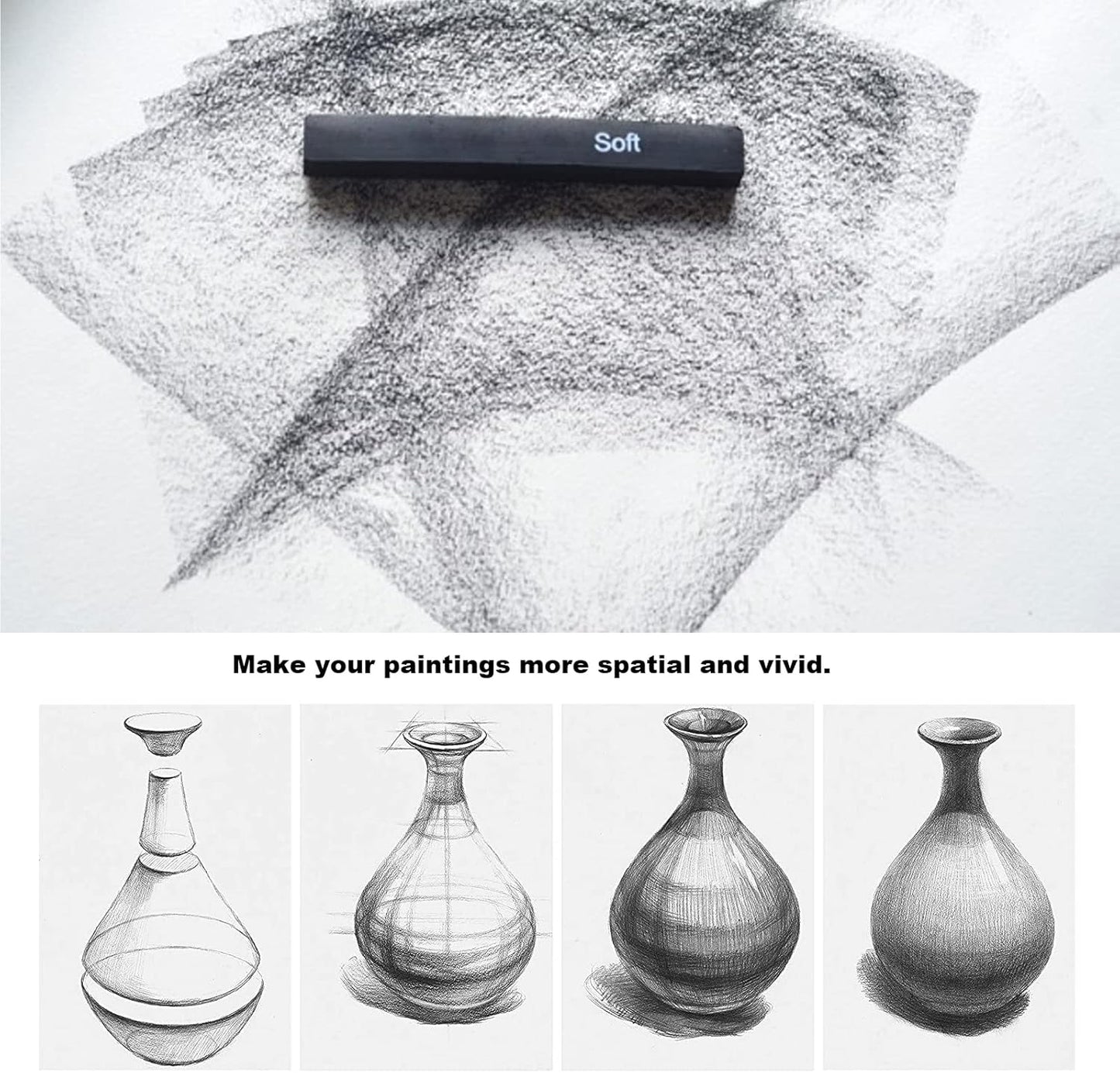 CAMATTO 14 PCS Blending Stumps and Tortillions Paper Art Blenders Tool with Sandpaper Pencil Sharpener Pointer Compressed Charcoal Sticks for Student Artist Charcoal Sketch Drawing Shading