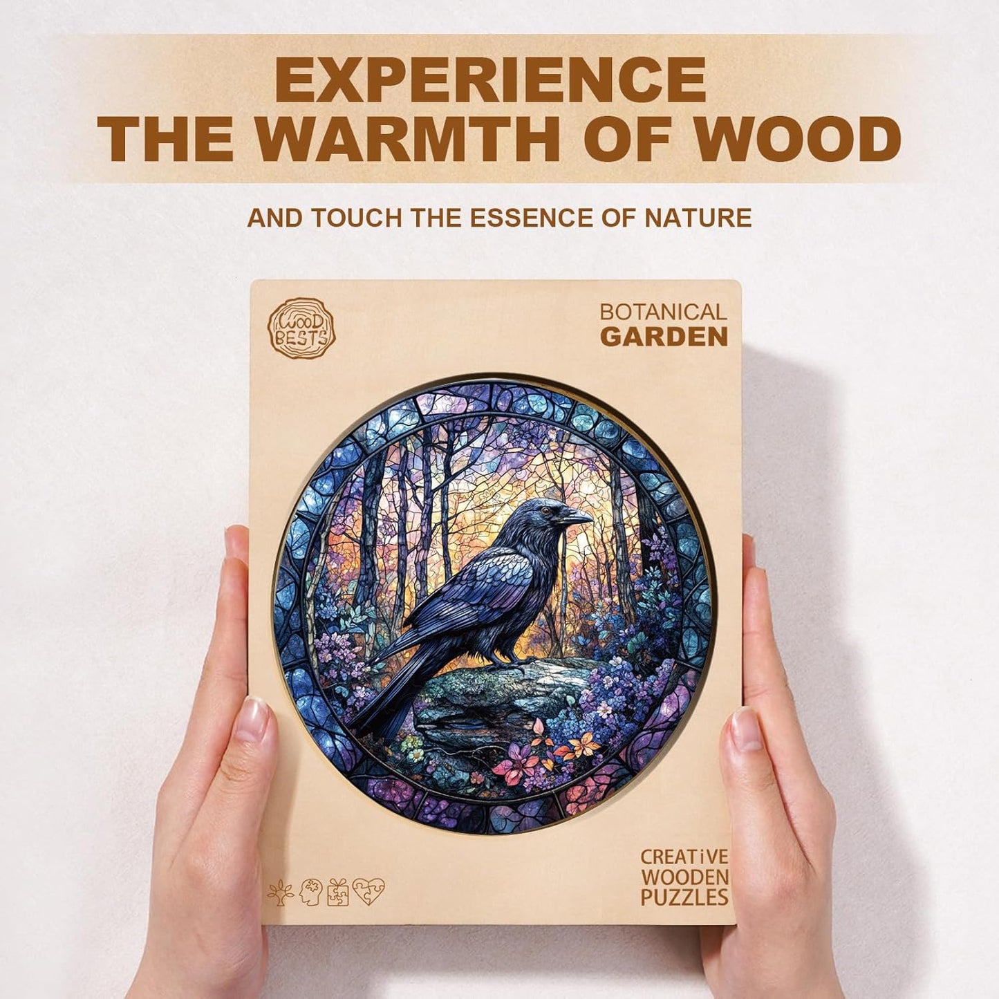 Wooden Puzzles for Adults, Wooden Jigsaw Puzzles, Exquisite Raven Puzzle, Gifts for Family or Friends for Any Holiday.（11.4 * 11.4 in 200pcs）